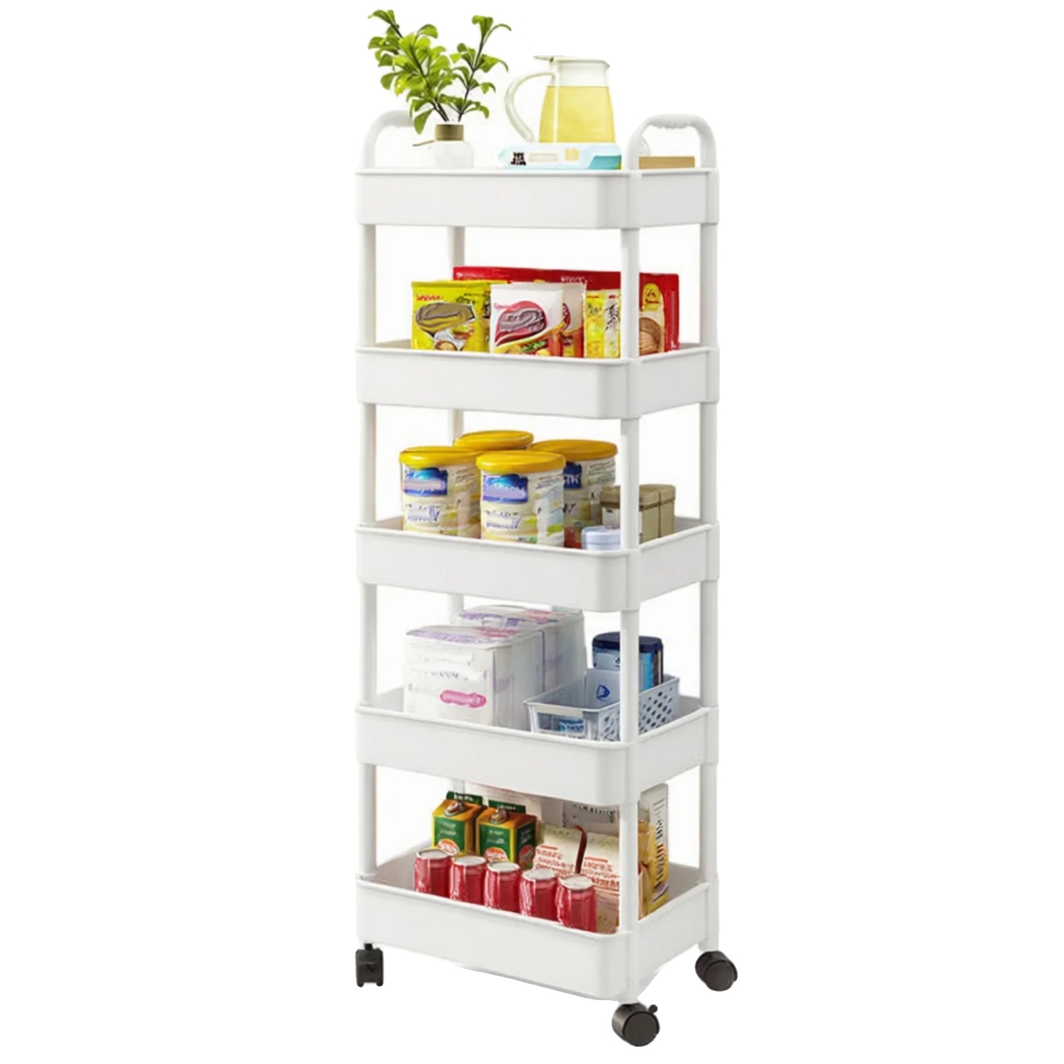 Lagerwagen, 5-stufiges Design, Mobiler Utility-wagen, Weiss
