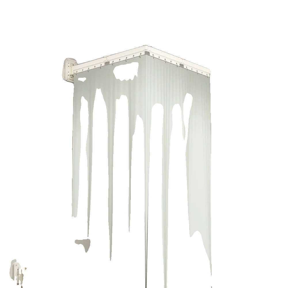 Faltbare Duschvorhang-set, Wasserdichtes Material, Ausziehbares Design, Weiß - 4 Gefaltet