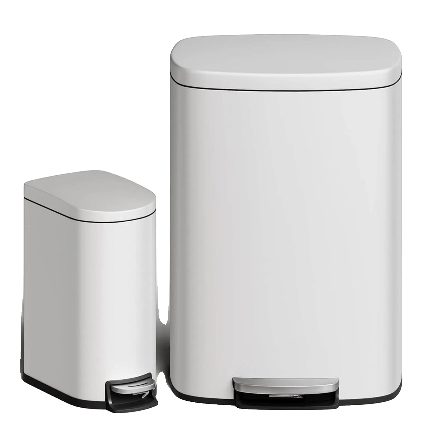 Mülltonnen-combo-set, Rostfreies Design, Berührungslose Bedienung, Weiß