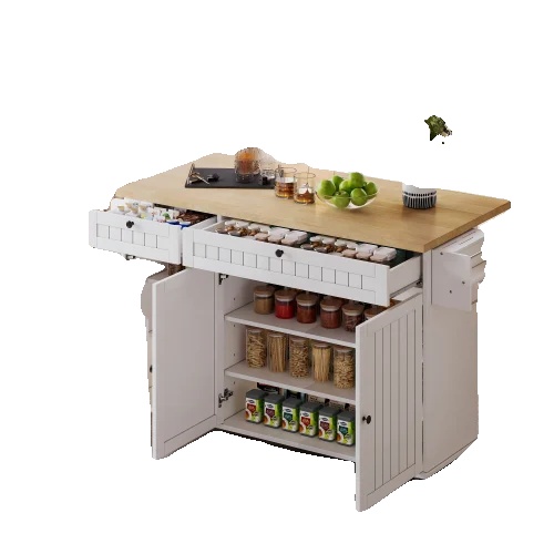Kücheninsel, Klappbare Arbeitsplatte, Verstellbare Rollen, 137 X 89,5 X 45 Cm, All-in-one Aufbewahrung, Einfache Montage, Weiß