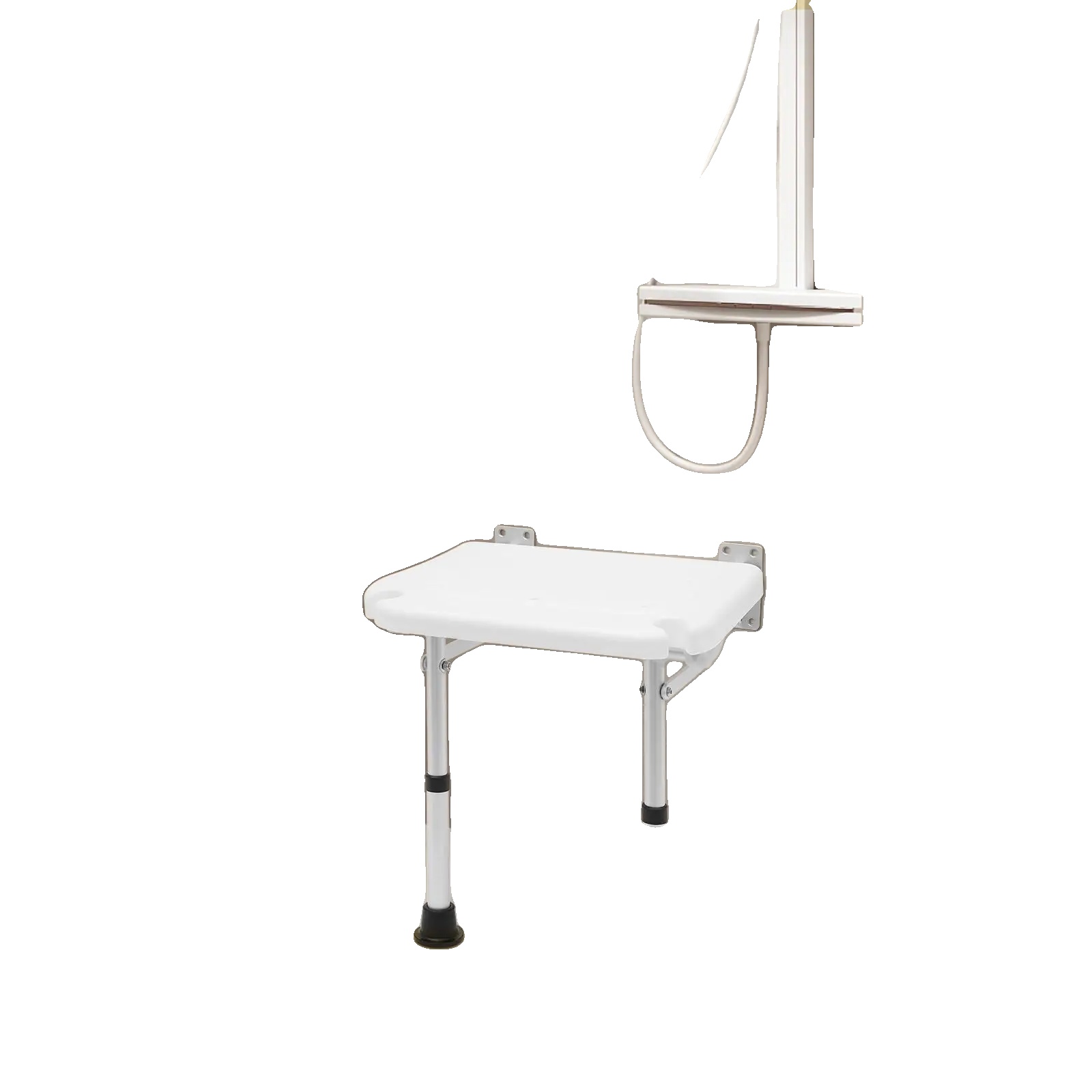 Badezimmerstuhl, Faltbares Design, Höhenverstellbar, Weiss