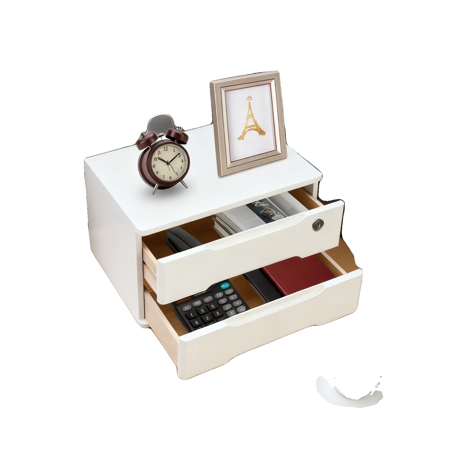 Schreibtischorganizer, Tung-holzmaterial, 2 Ebenen, Maximalbelastung 30 Kg, Abmessungen 45 Cm X 33 Cm X 27 Cm, Abschließbares Design