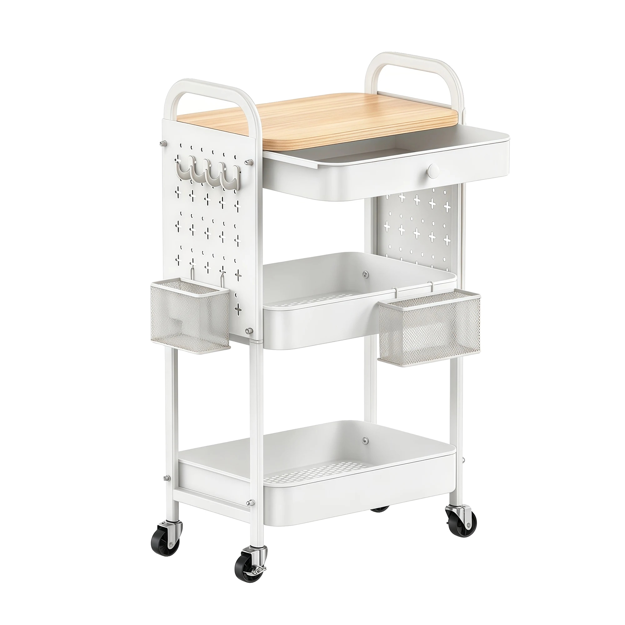 Lagerwagen, Dreistufiges Design, Bewegliche Lagerlösung, Weiss