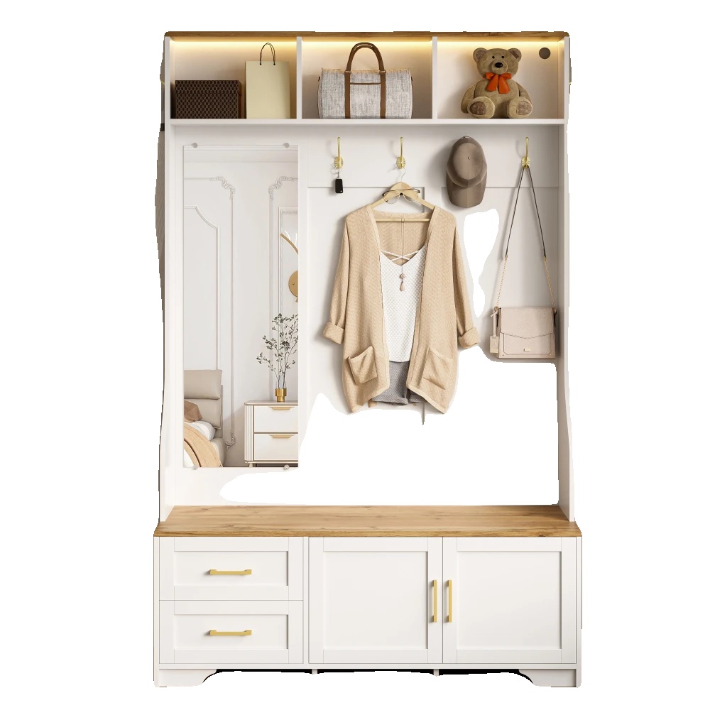Flurenschrank, Led-beleuchtung, Multifunktionales Design, Weiss