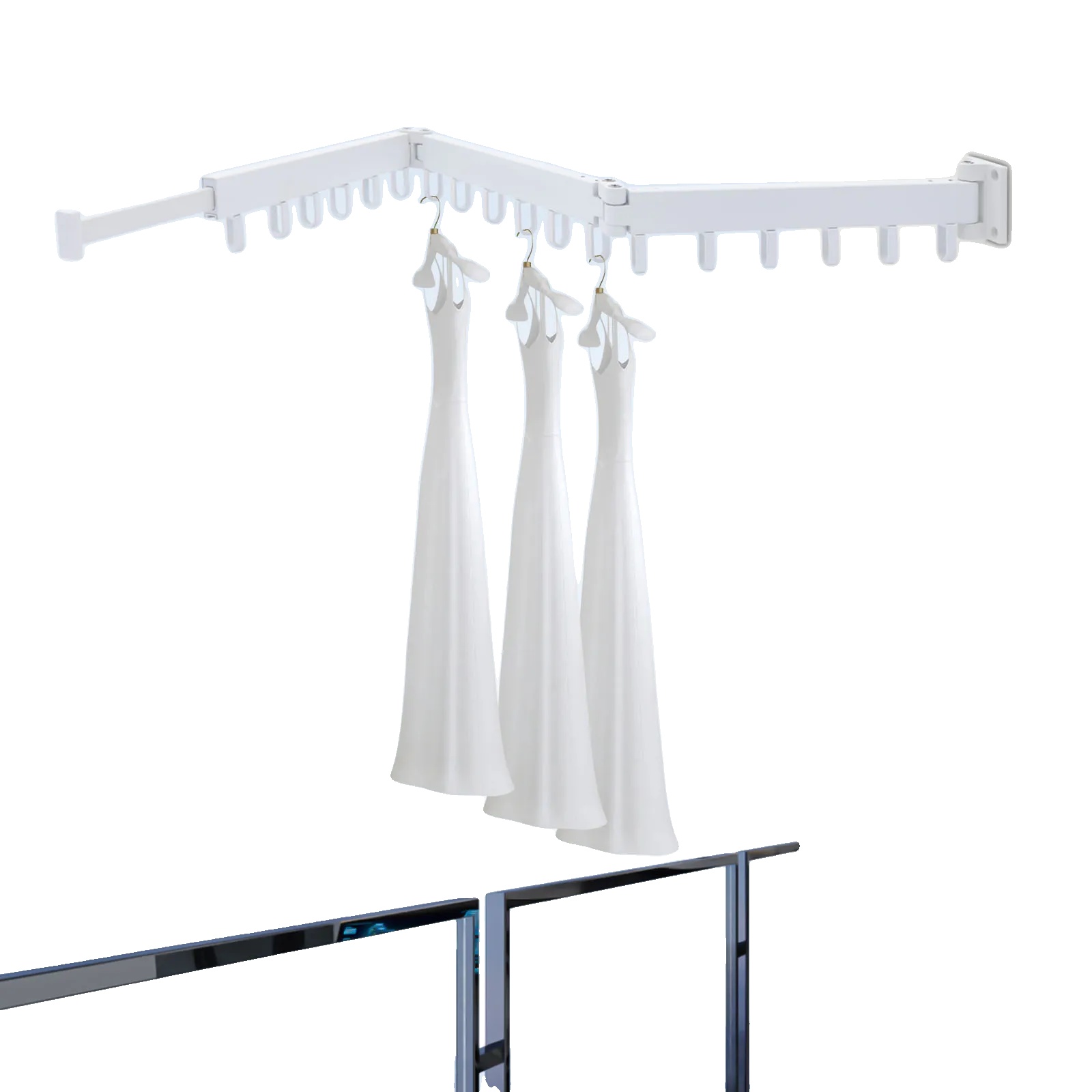 Kleiderständer, Wandmontage, Verstellbare Funktionen, Weiss