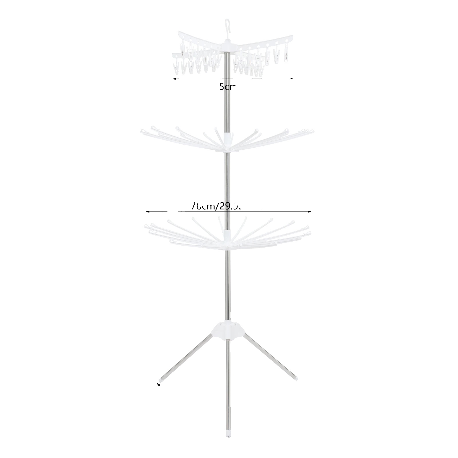 Wäscheständer, 3-stufiges Design, 360° Drehbare Funktion, Weiß