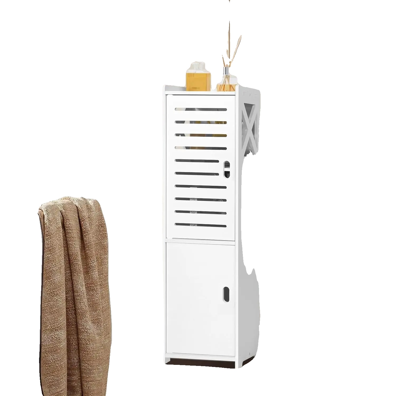 Badezimmermöbel, Eck-toilettenpapier-schrank, Platzsparender Organizer, Weiss