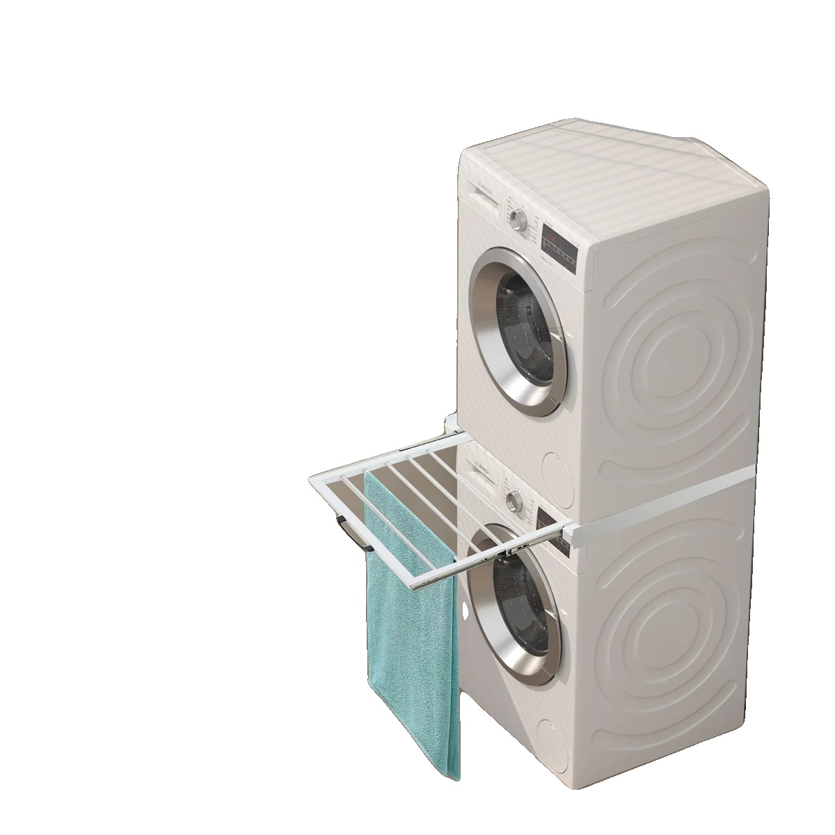 Waschmaschinenhalterungs-stapelkit, Stahl- Und Aluminiumlegierung, Maximalbelastung 100 Kg, Verstellbares Regal 55–89 Cm, Abmessungen 61 X 55 X 7,5