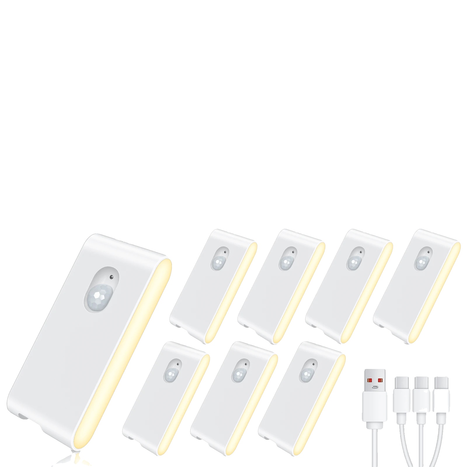 Bewegungsmelder Treppenlichter, Wiederaufladbar, Für Den Innenbereich, Weiß 8er Pack
