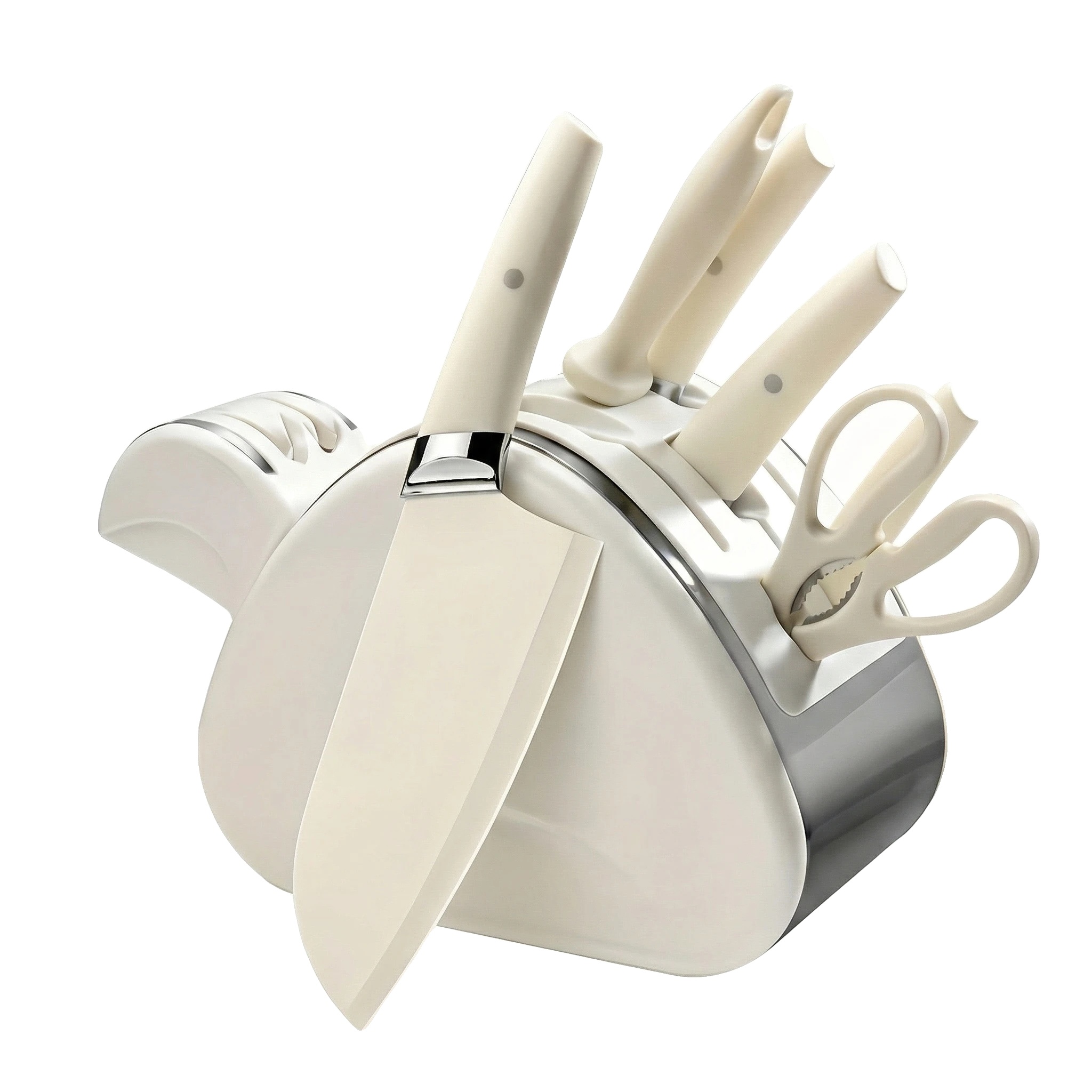 Küchenmesser Set, Klingen Aus Hochlegiertem Stahl, Ergonomisches Design, Weiss