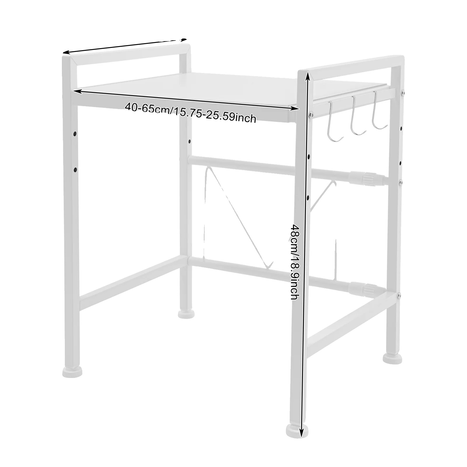 Mikrowellenregal, 2-stufiges Design, Verstellbare Haken, Weiss, 2-stufig