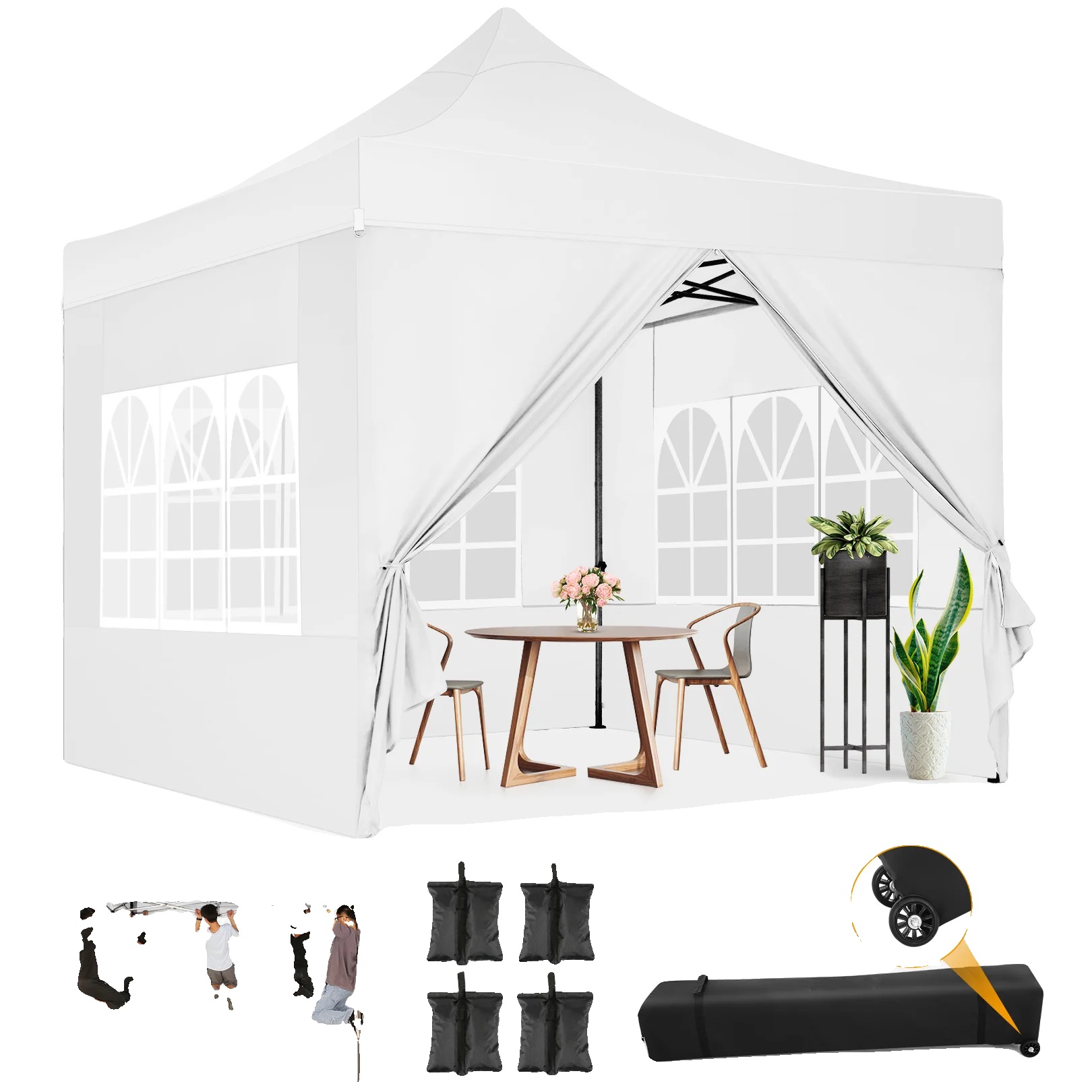 Pavillon, Robuster Rahmen, Wasserdichtes Design, Weiß, 3x3m