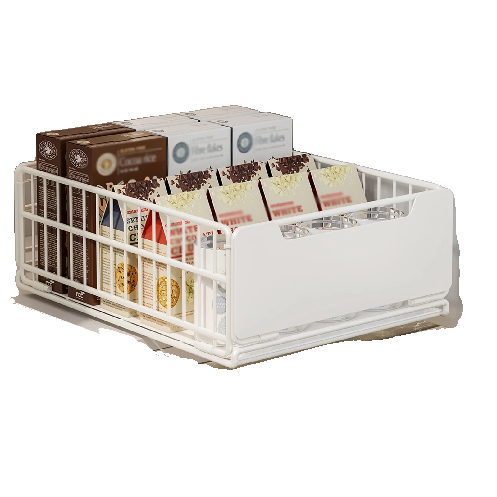 Aufbewahrungsdrawer, Ausziehbares Design, Hohe Tragfähigkeit, 30cm Weiß