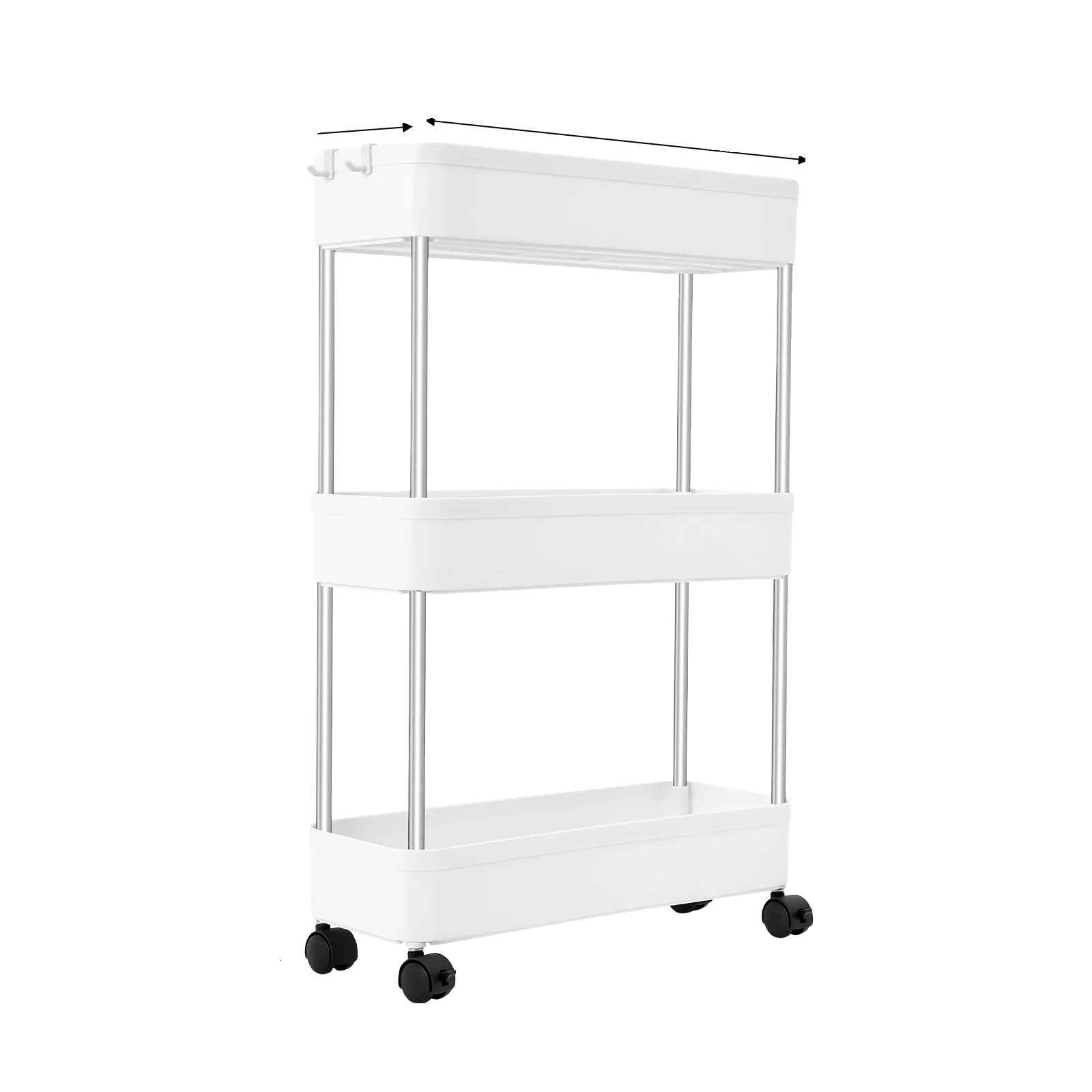 Wagenregal, 3-stufiges Design, Einfache Mobilität, Weiß