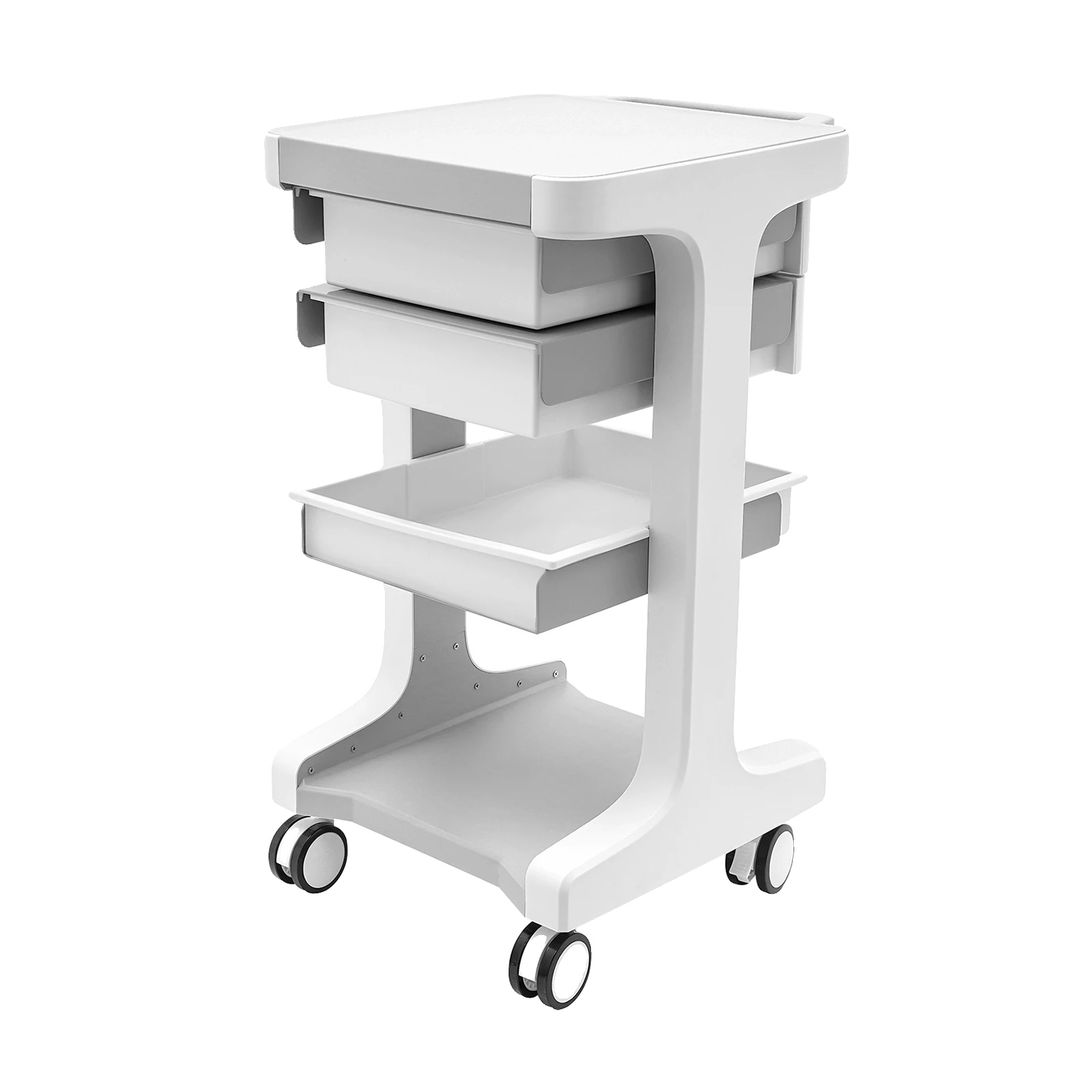 Mobiler Aufbewahrungswagen, 3-ebenen-design, Ergonomischer Griff, Weiss