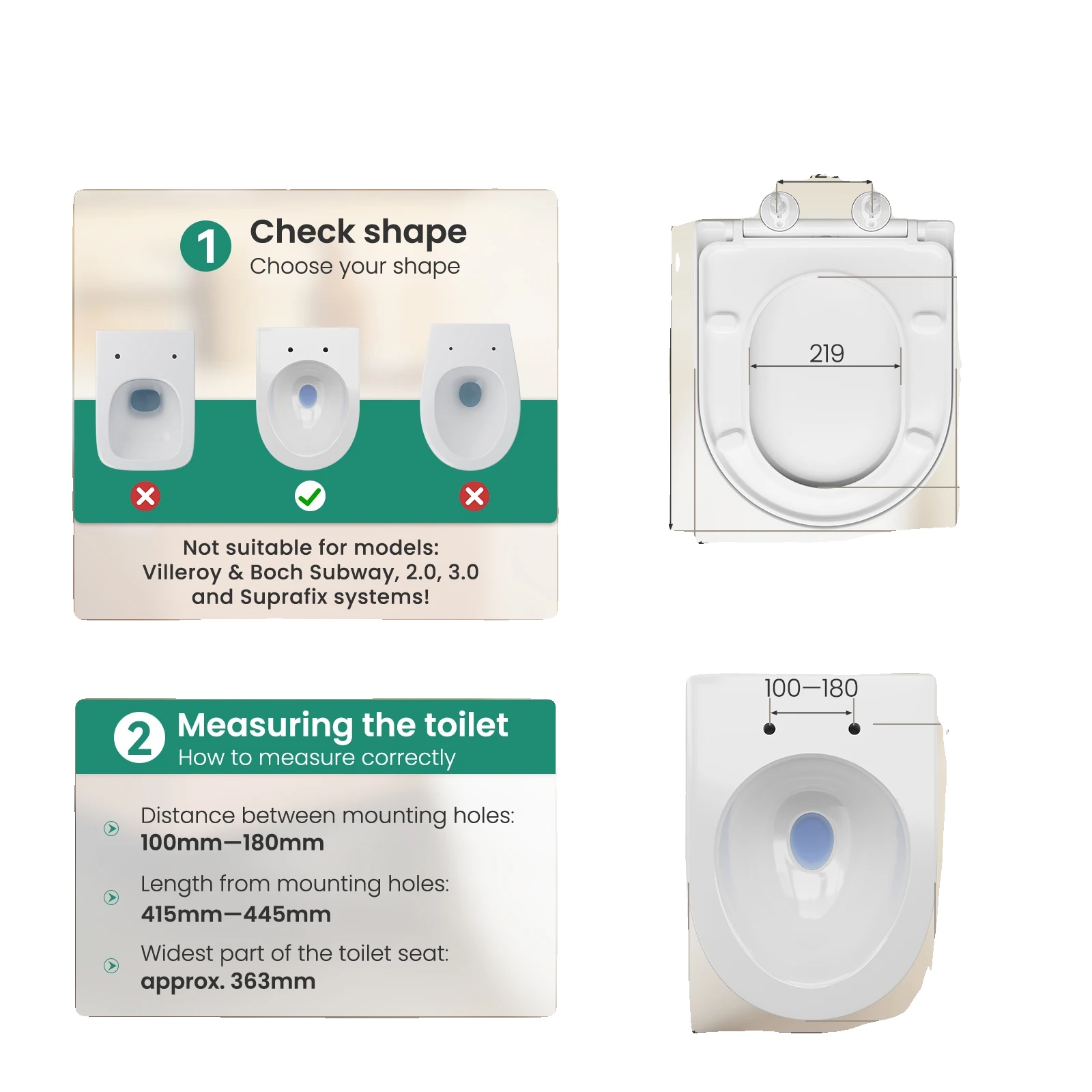 Toilettensitz, Duroplast-konstruktion, Schnellverschluss-system, Weiß, D-form