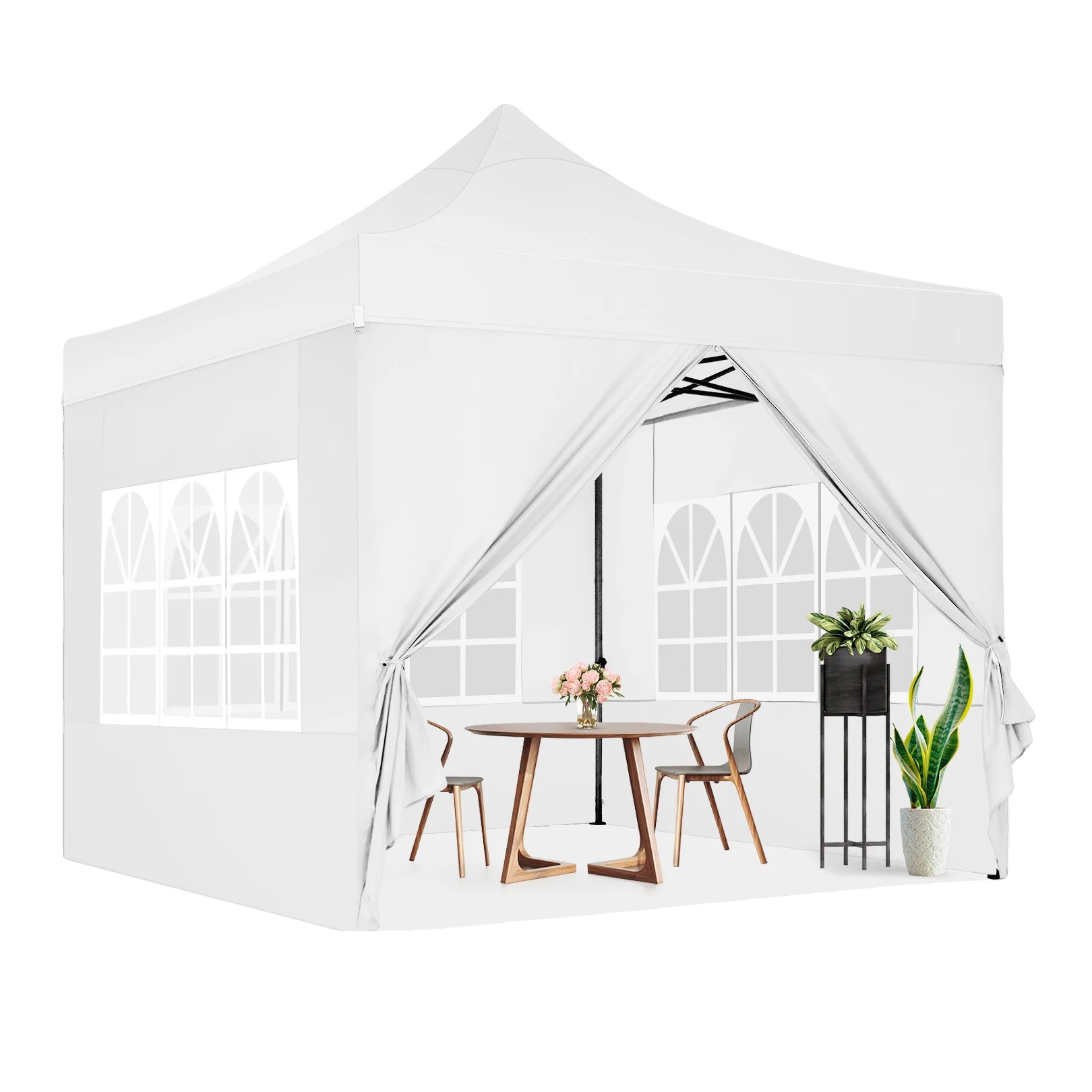Pavillon, Wasserdichte Plane, Höhenverstellbar, Weiß, 3x3m