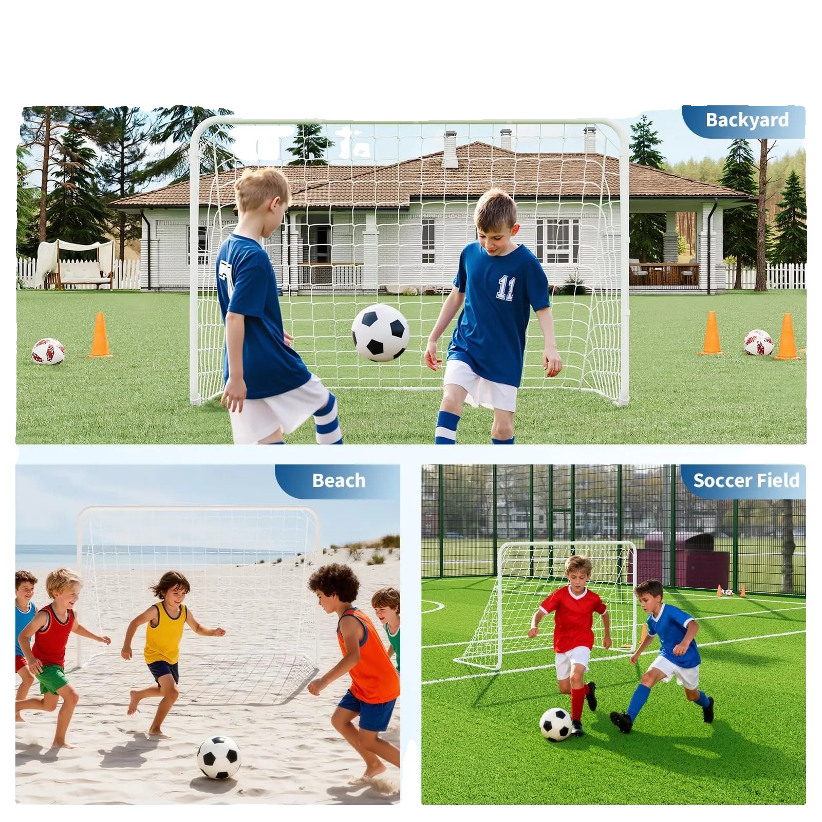 Fußballtor, Stahlrahmen, 3,65 M X 1,82 M Maße, Geeignet Für Alle Altersgruppen, Wetterfestes Design, Ce-geprüft