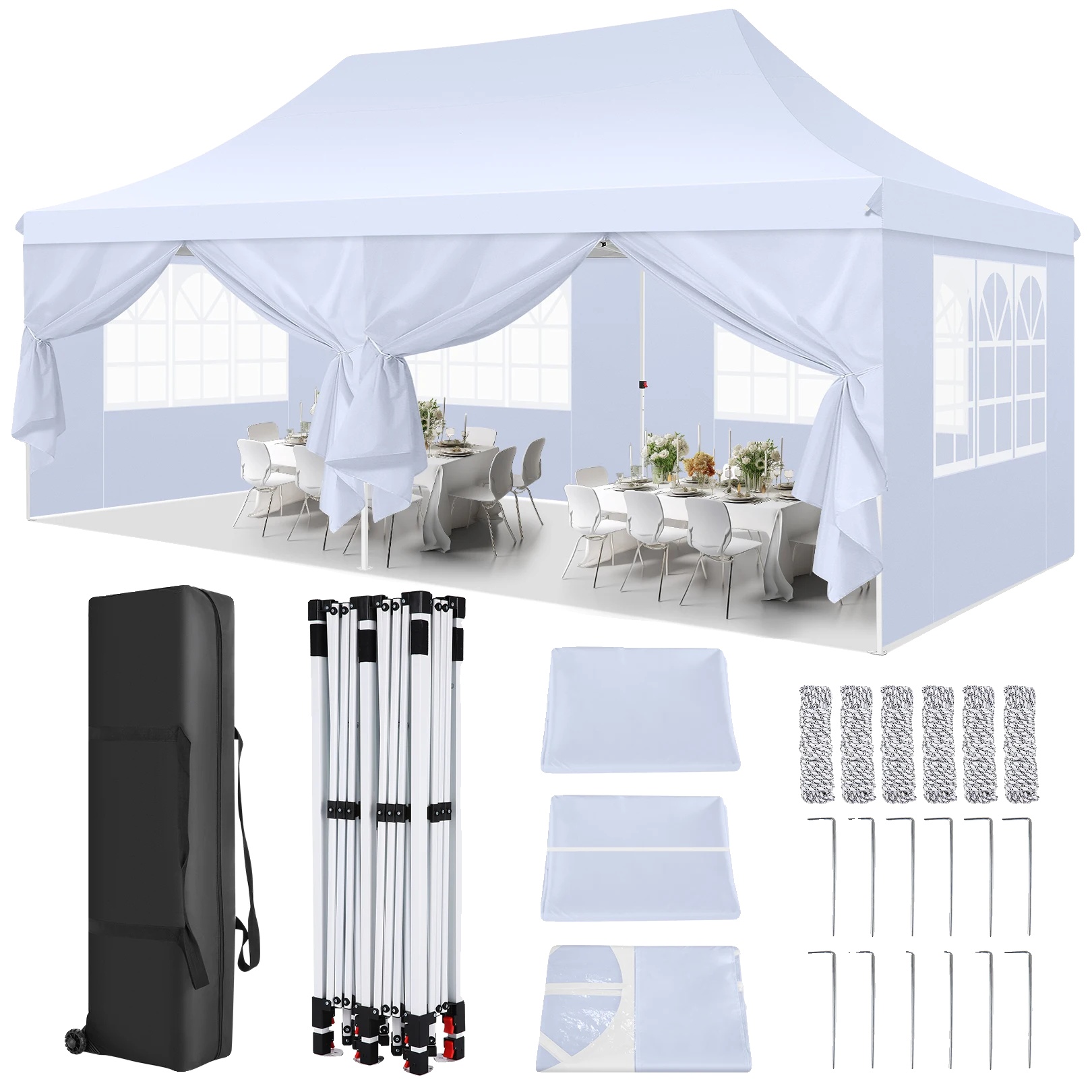 Pop-up Pavillon, Wetterfest, Schnelle Montage, Weiss