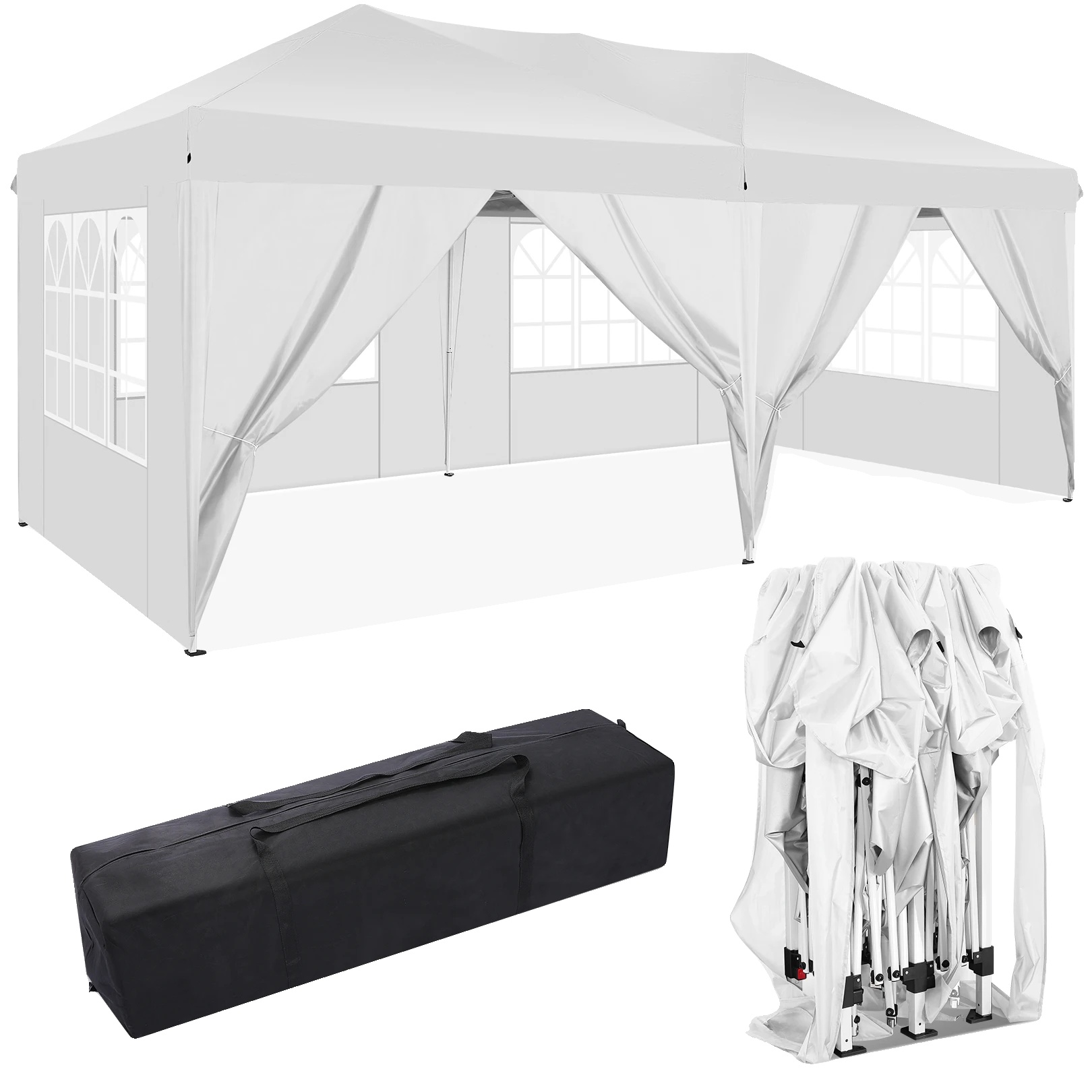 Pavillon, Wetterbeständiger Stoff, Einfache Montage, Weiß