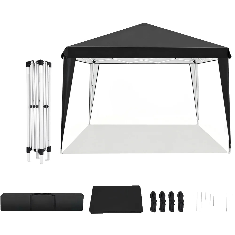 Pavillon, Wasserdichtes Design, Windresistenter Rahmen, Schwarz
