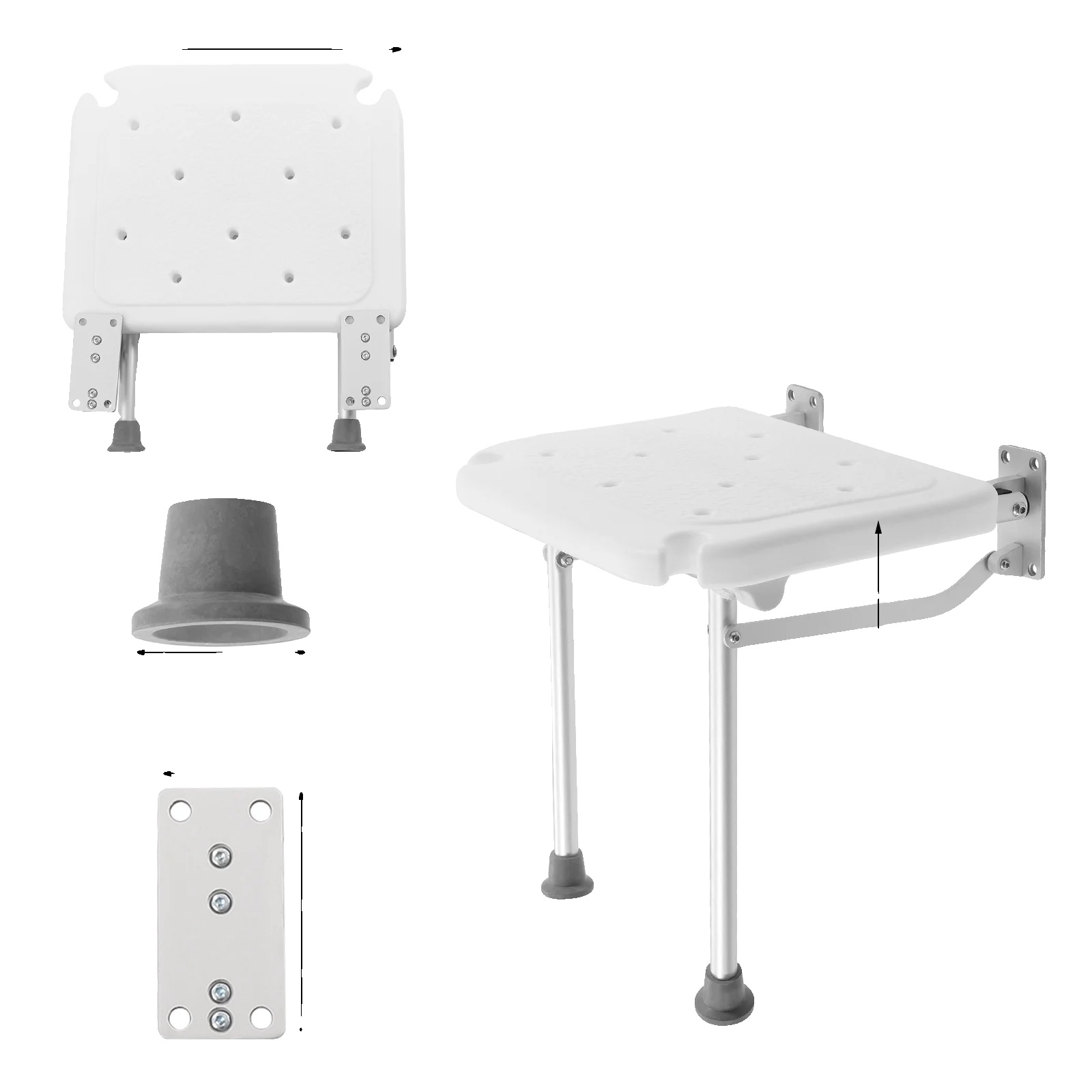 Klappbarer Duschsitz, Wasserdichtes Design, Platzsparende Lösung, Weiss