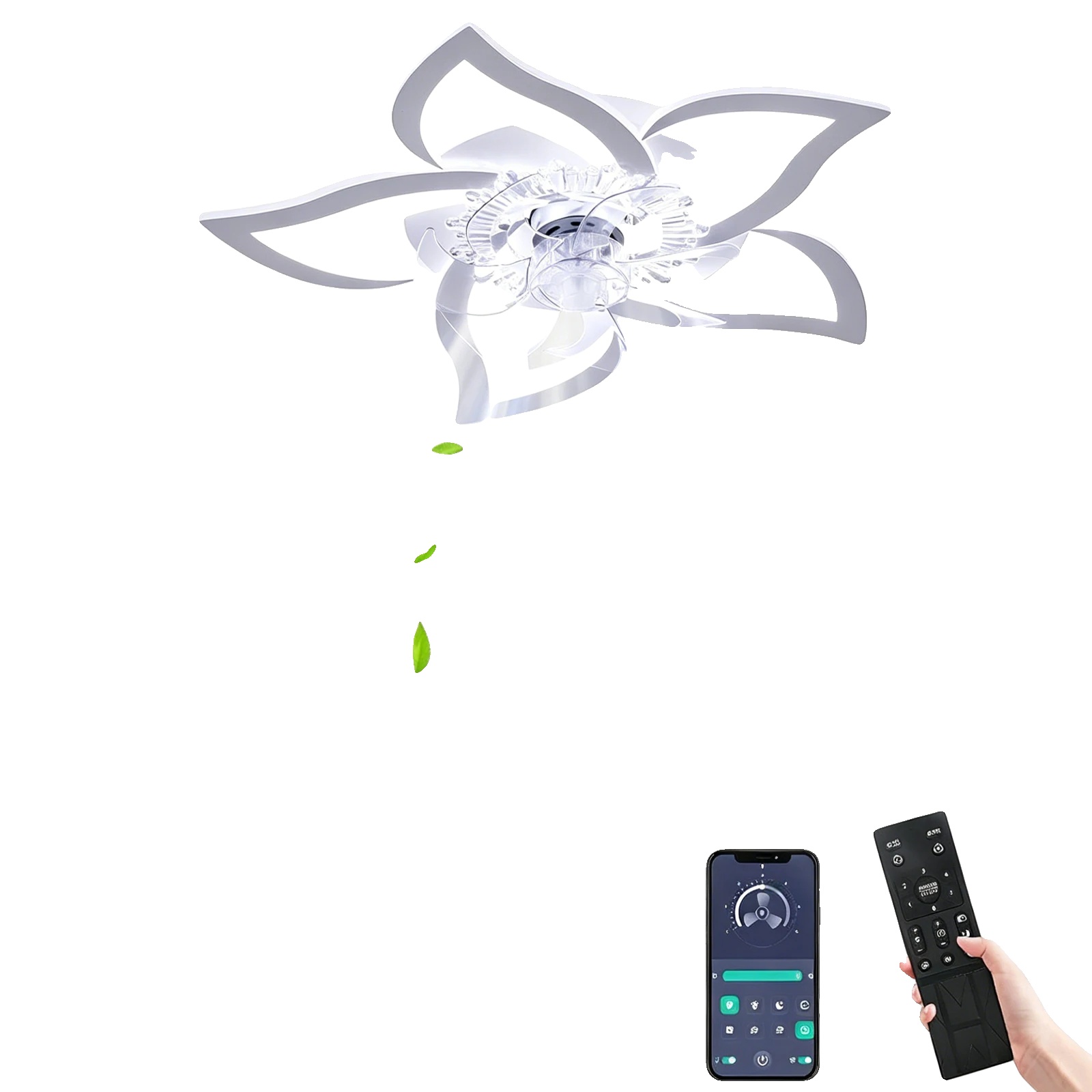 Deckenventilator Licht, App-steuerung, 6 Geschwindigkeitsstufen, Weiss