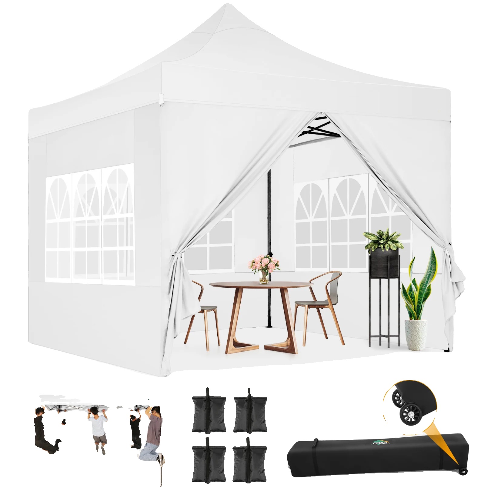 Pavillon Mit Uv-schutz, Wasserdichtem Design, Höhenverstellbar, Weiß