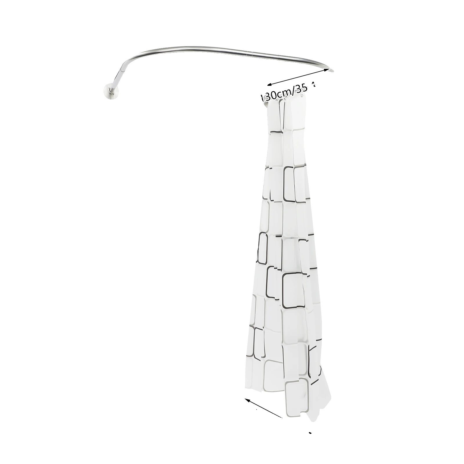 Duschvorhangstange, Verstellbares Design, Wasserdichter Vorhang, Weiss