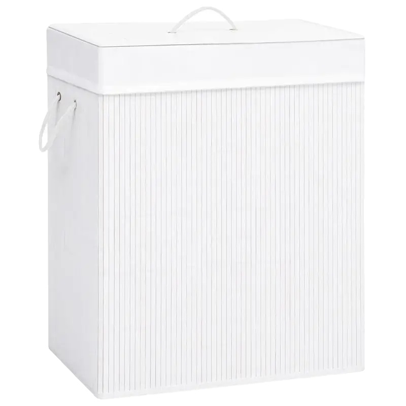 Bambus Wäschekorb, Minimalistisches Design, 83 L Fassungsvermögen, Weiss