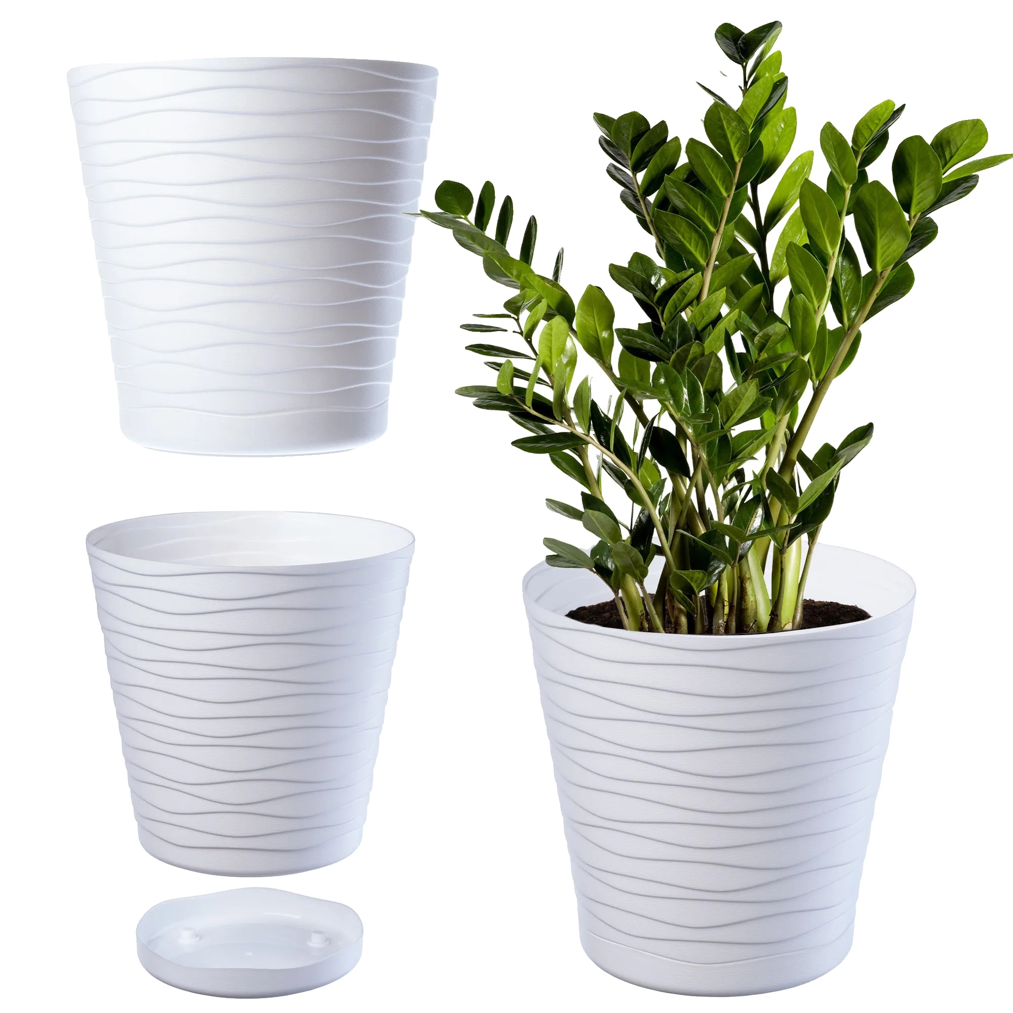 Blumentopf, Langlebiger Kunststoff, Dekoratives Design, Weiss-b, Groß-a