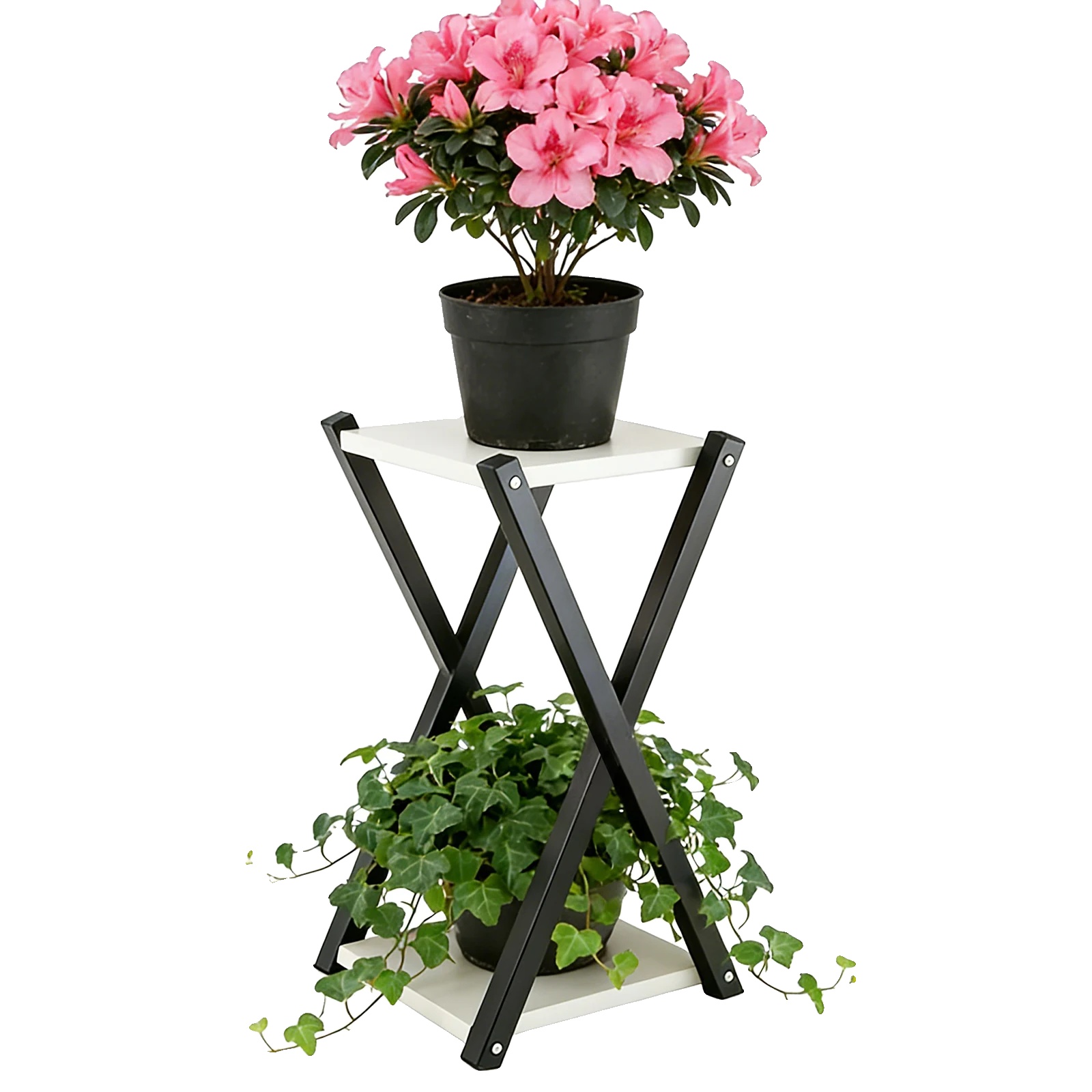 Pflanzenständer, Holz-eckdesign, Robuste Struktur, Weiss, 27x27x56.5cm