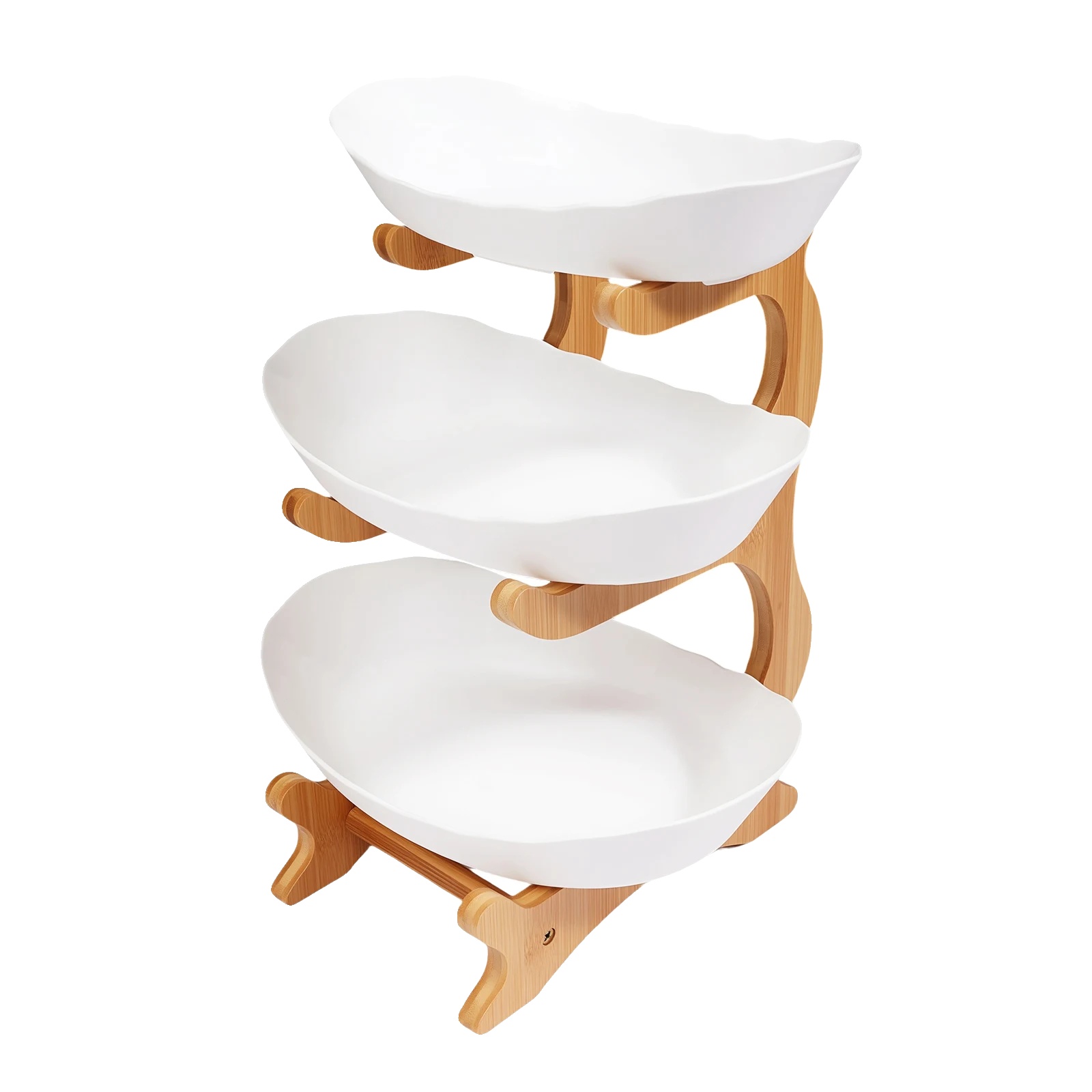 Obstschalenständer, 3-stufiges Design, Rutschfeste Basis, Weiss