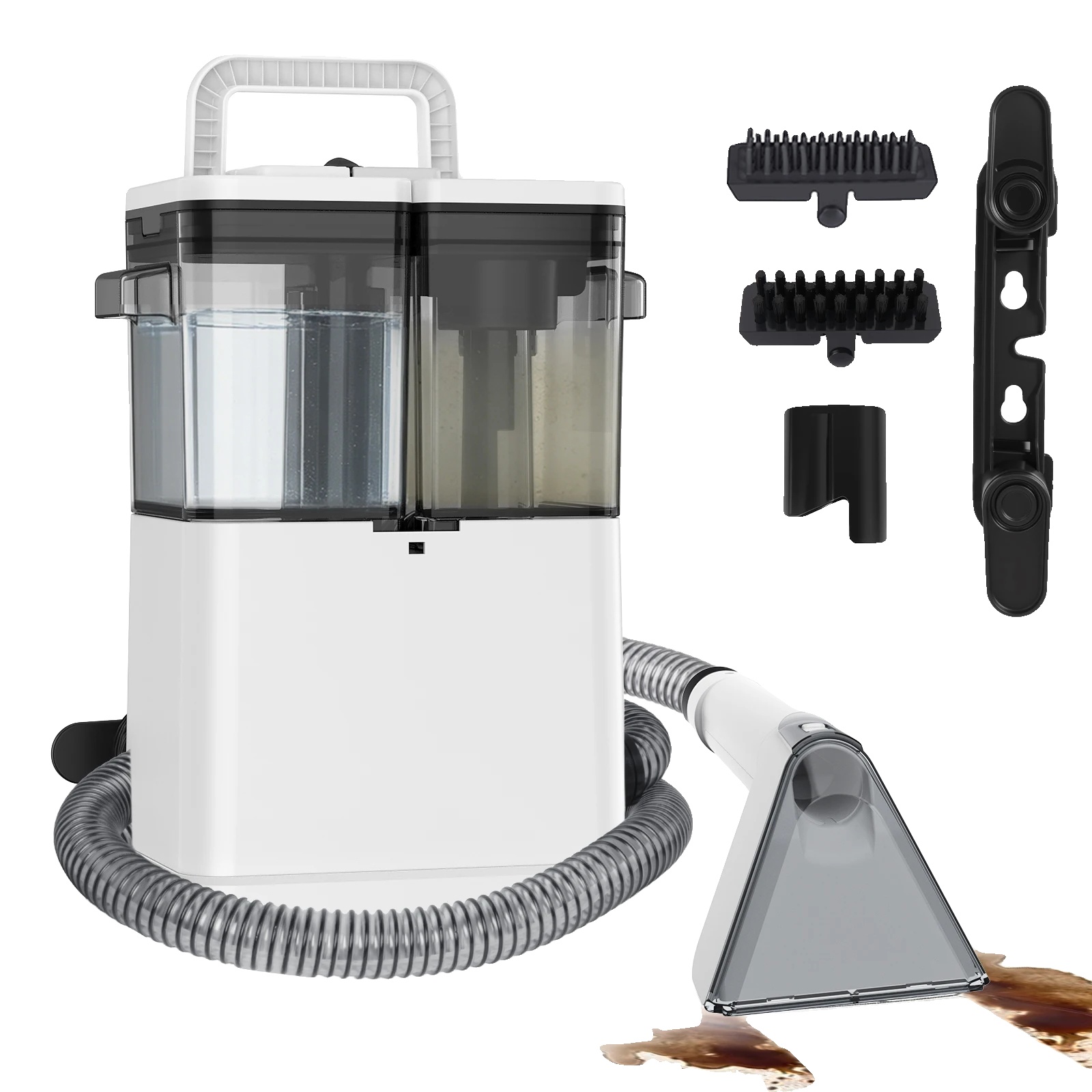 Tragbarer Teppichreiniger, Starke Saugleistung, Dual-tank-design, Weiss