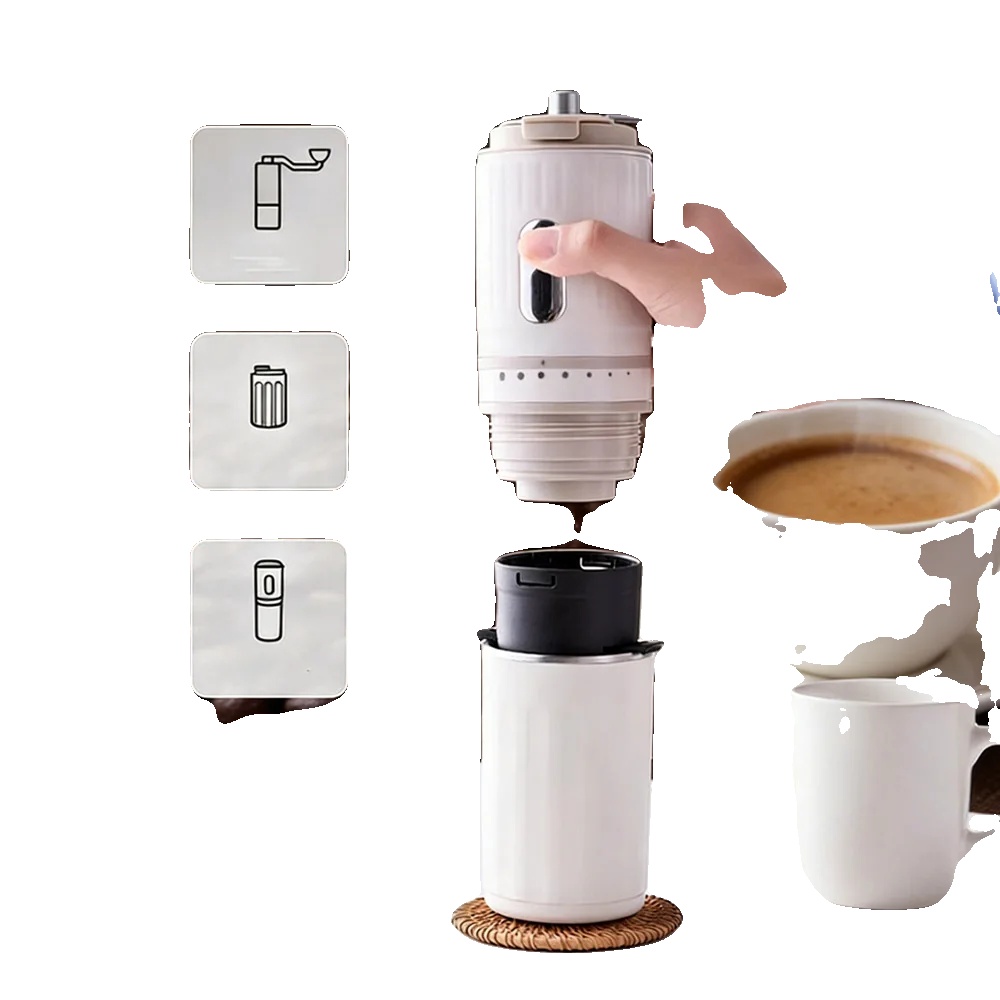 Kaffeemaschine, Tragbares Design, Usb-ladung, Weiss