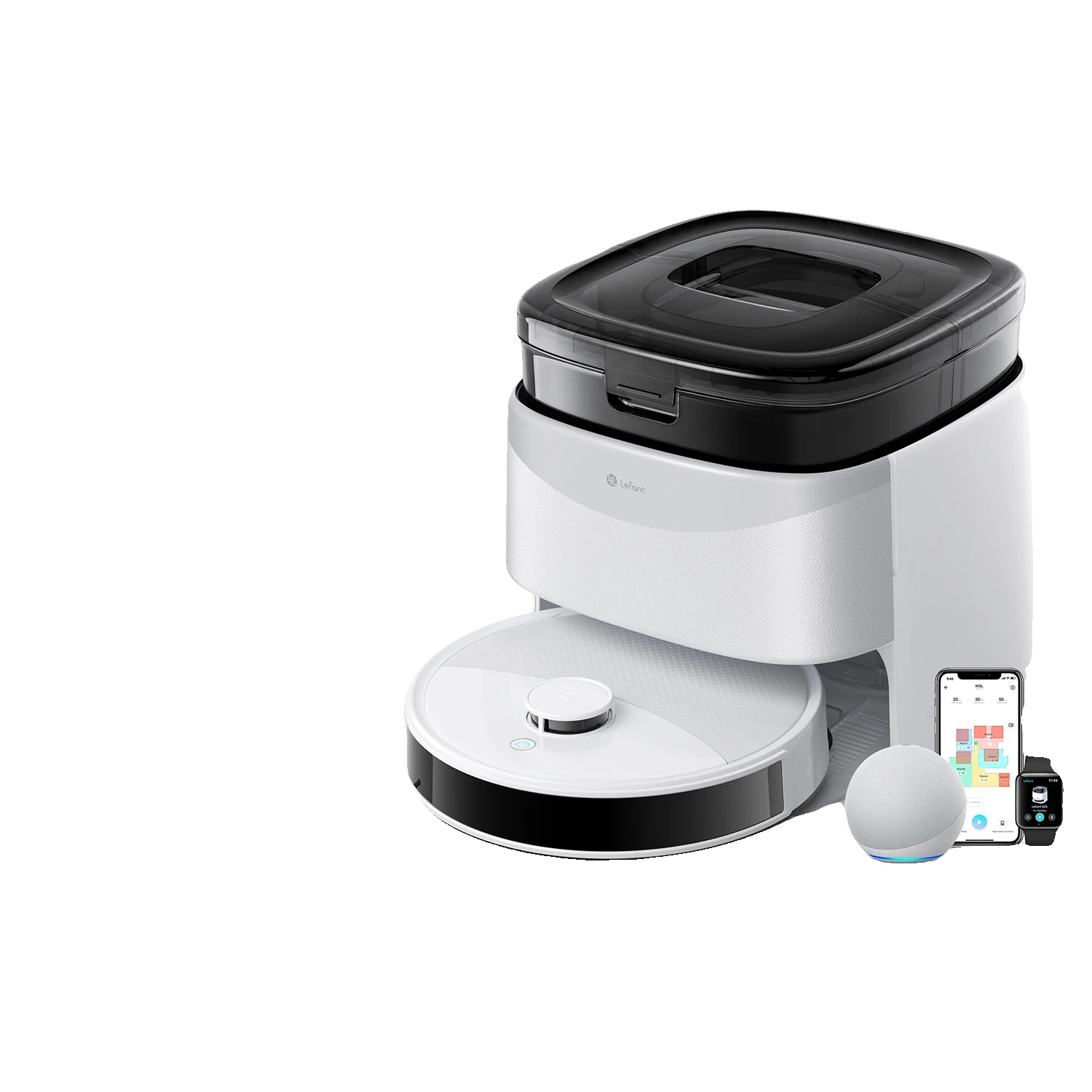 Robotersauger, 12000 Pa Saugkraft, 11-20 W Leistung, 2,5 L Schmutzwasserkapazität, 2,5 L Sauberes Wasser Kapazität, Bis Zu 220 Minuten Akkulaufzeit
