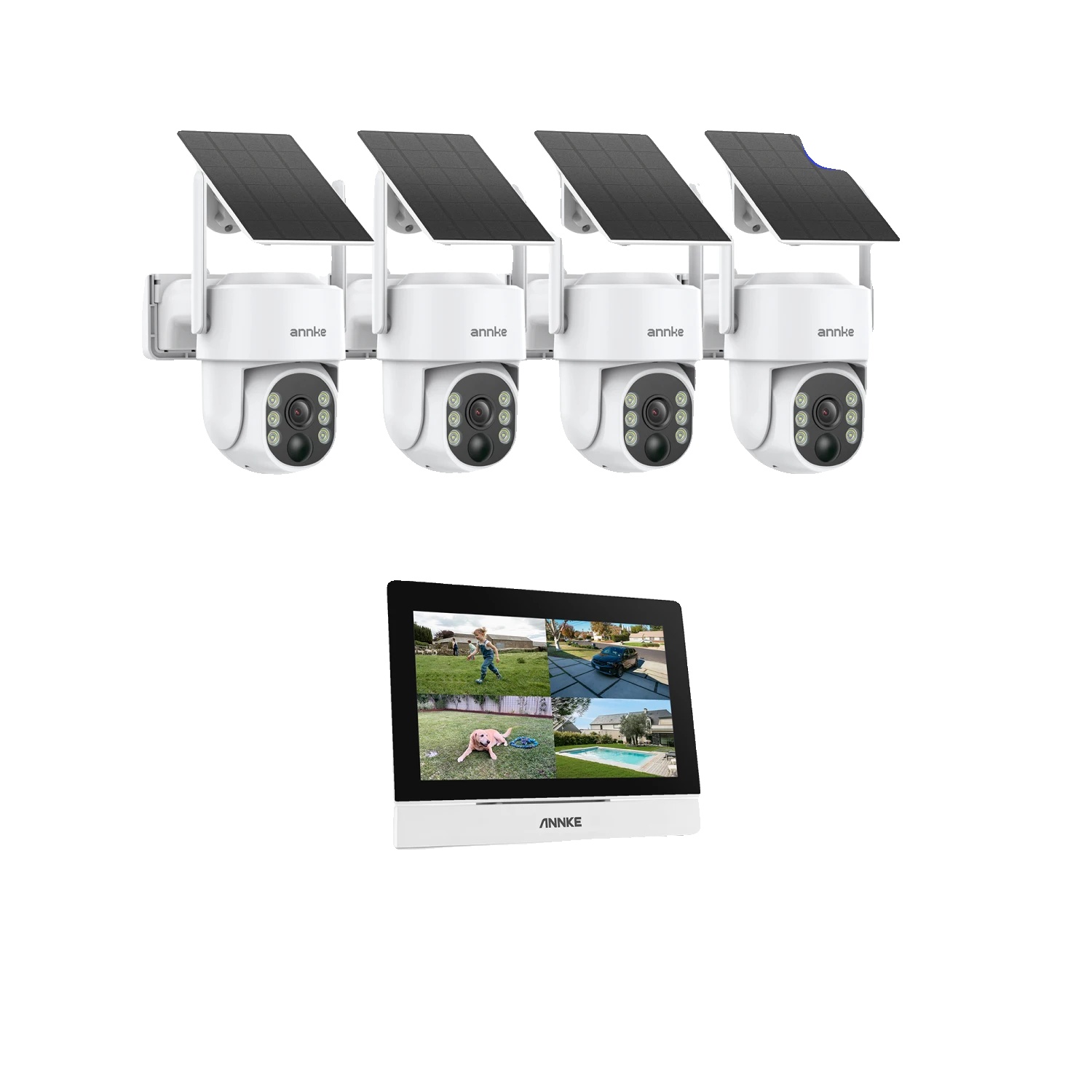 Drahtlose Sicherheitskameras, 4mp Auflösung, 4-kanal Nvr, Ip65 Wetterfest, Zwei-wege-audio, 7-zoll Monitor