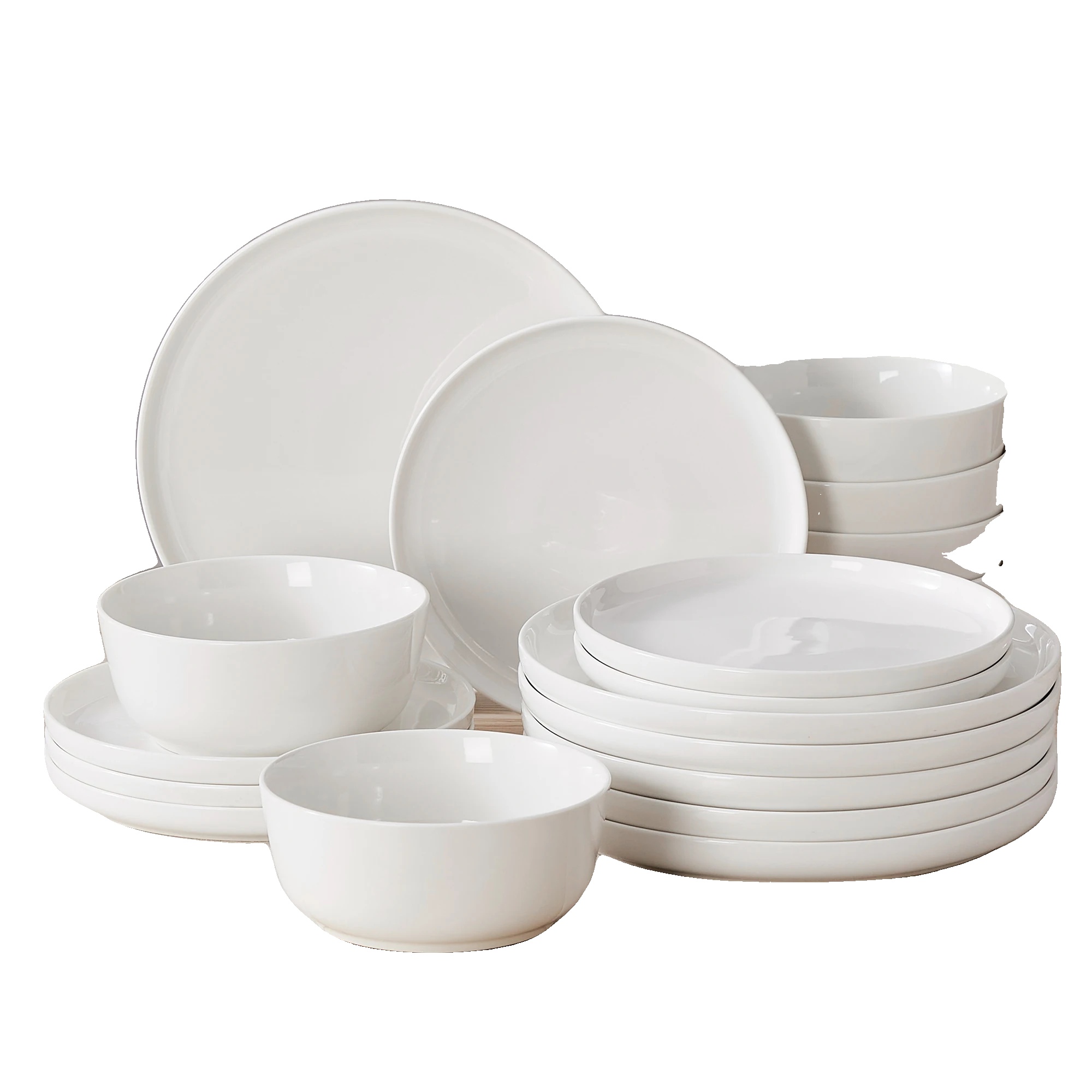 Porzellan Geschirrset, Langlebige Keramik, Mikrowellen- Und Spülmaschinenfest, Weiß, 12 Pcs