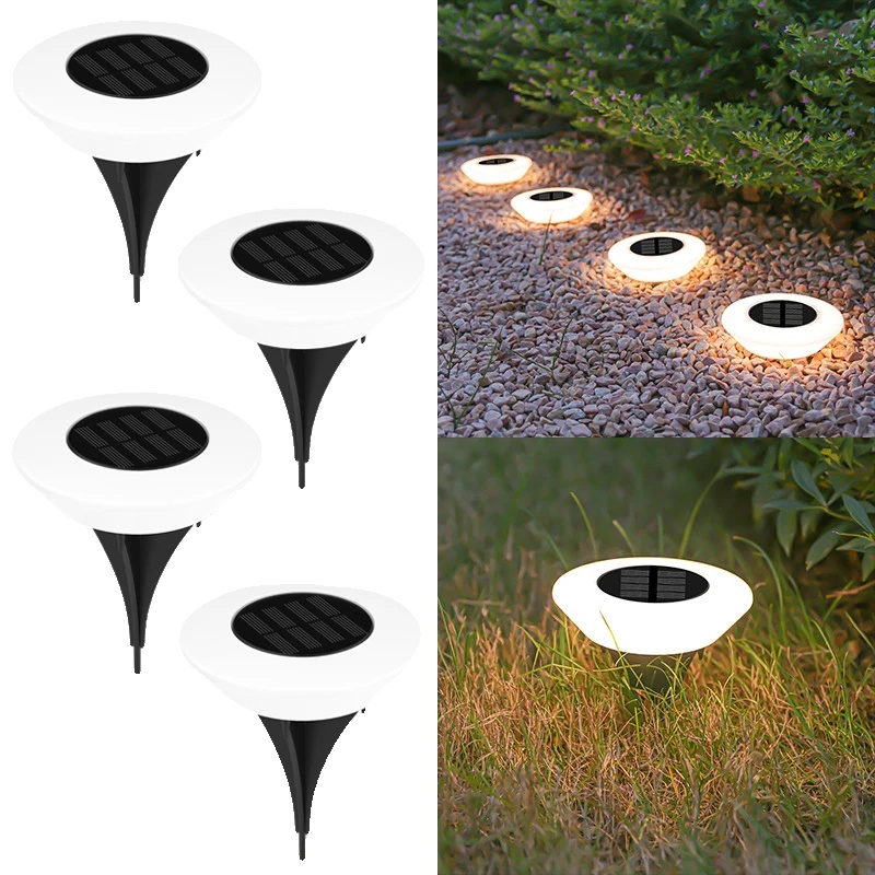Solarbodenlichter, Wasserdichtes Design, Automatische Ein/aus-funktion, Warmes Licht 4pcs