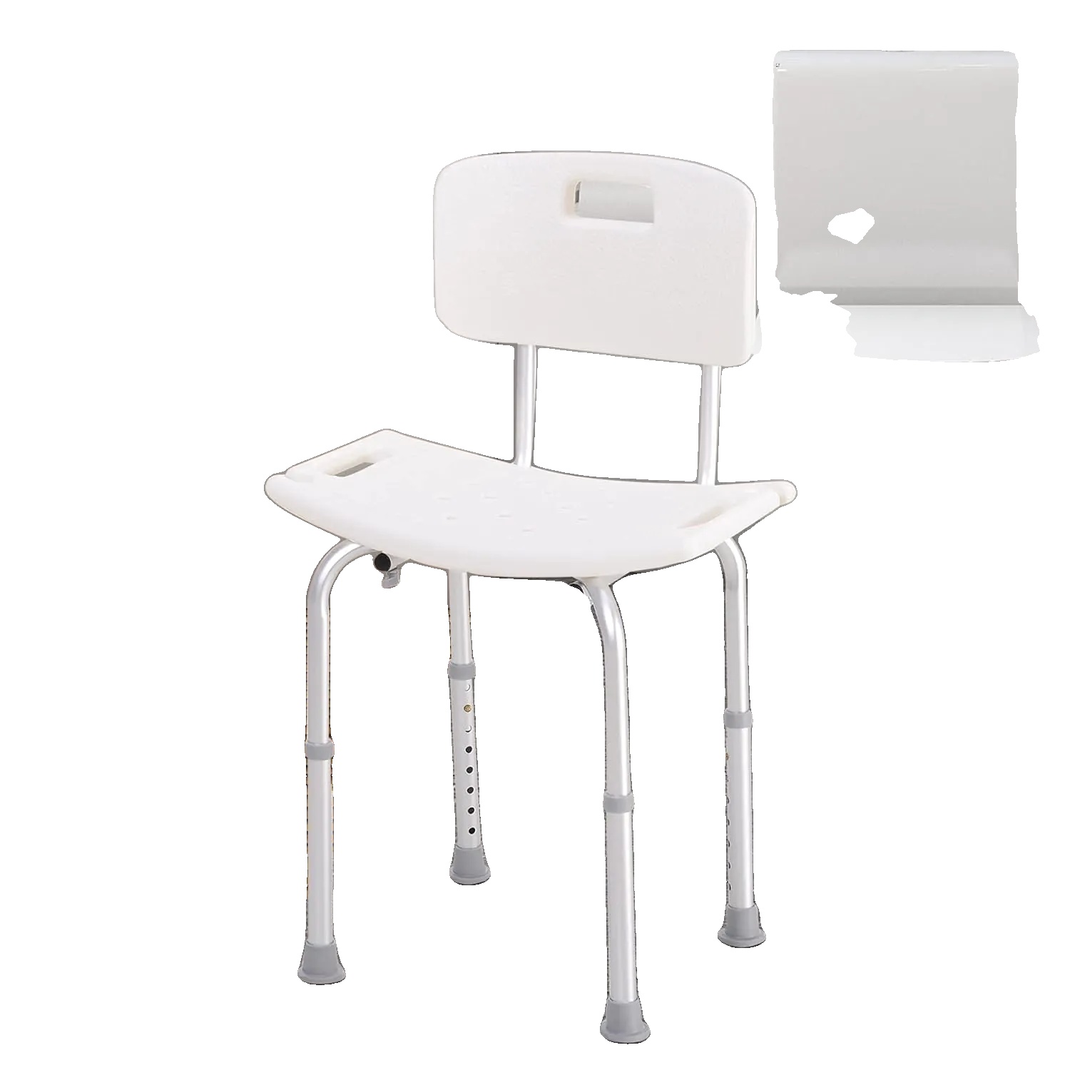 Duschstuhl, Höhenverstellbar, Ergonomisches Design, Weiss