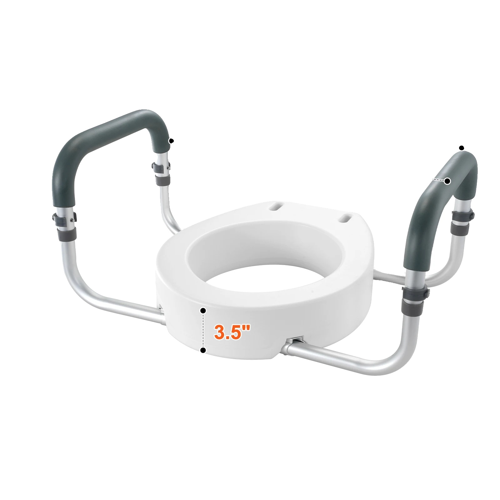 Erhöhter Toilettensitz, Robuste Konstruktion, Bequeme Armlehnen, 3.5 Zoll
