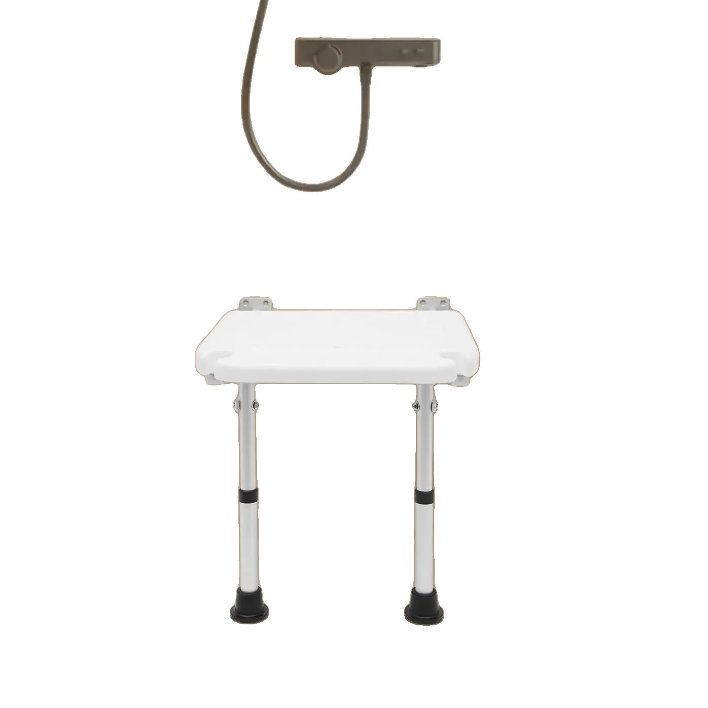 Klappbarer Duschsitz, Verstellbare Höhe, 100 Kg Tragfähigkeit, Weiss
