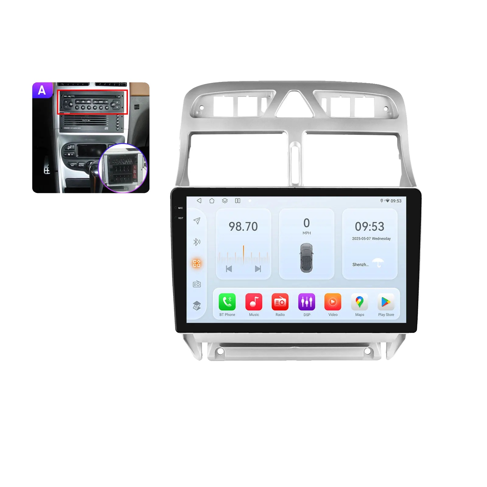 Carplay, Touchscreen-unterstützung, Navigationssystem, Kompatibel Mit Peugeot 307 307cc 307sw 2002 - 2013 Audio, Qs1 (8core 3g 32g) A