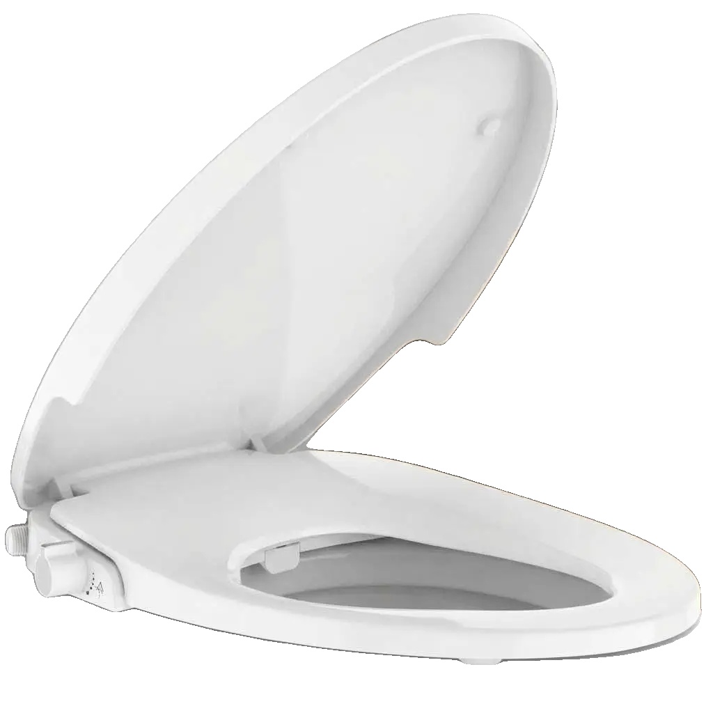 Bidet-toilettensitz, Doppelte Selbstreinigungsdüsen, Einstellbarer Sprühdruck, Verlängertes Design, Sanft Schließender Deckel, Hydroelektrisch