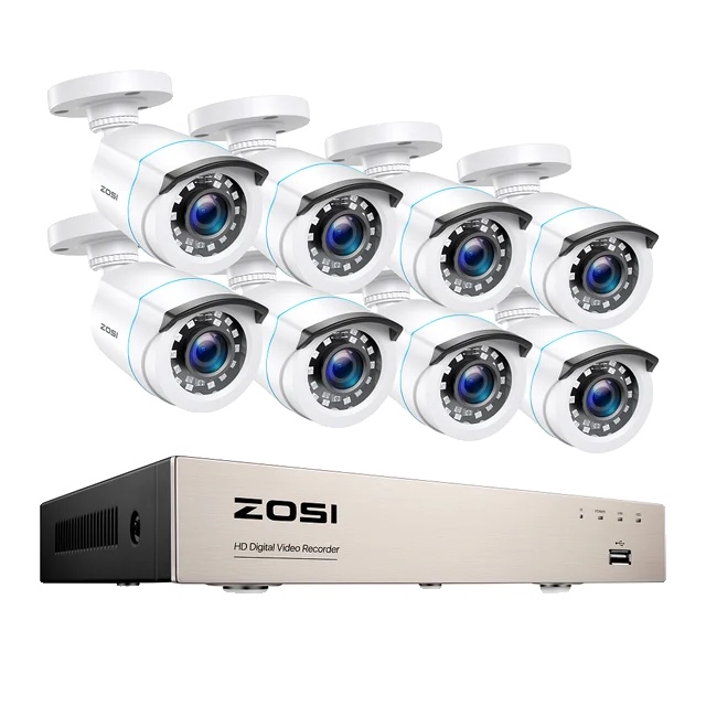 Sicherheitskamerasystem, 8 Kameras, 1080p Videoauflösung, 2t-a, Weiß-a