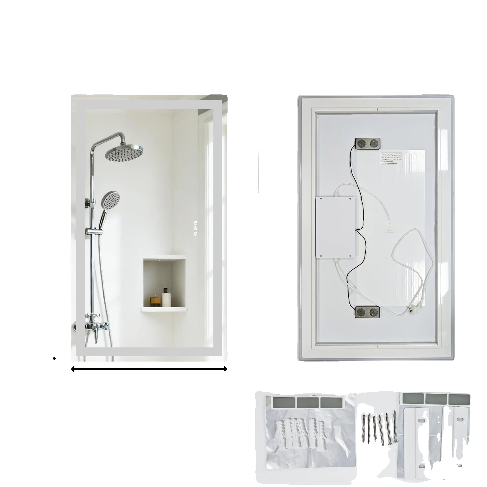 Badezimmerspiegel, Bluetooth-lautsprecher, Dimmbare Beleuchtung, 100x70cm