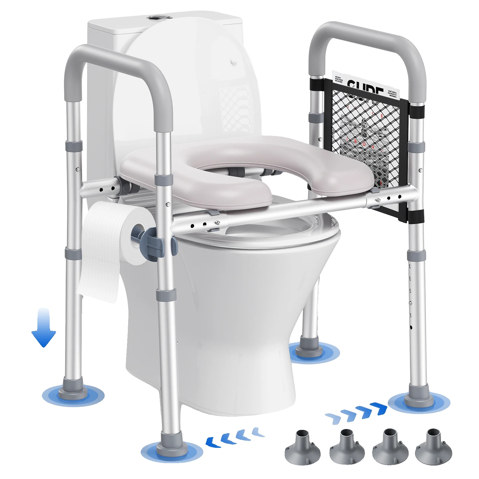 Erhöhter Toilettensitz, Verstellbare Höhe, Gepolstert Für Komfort, Weiss