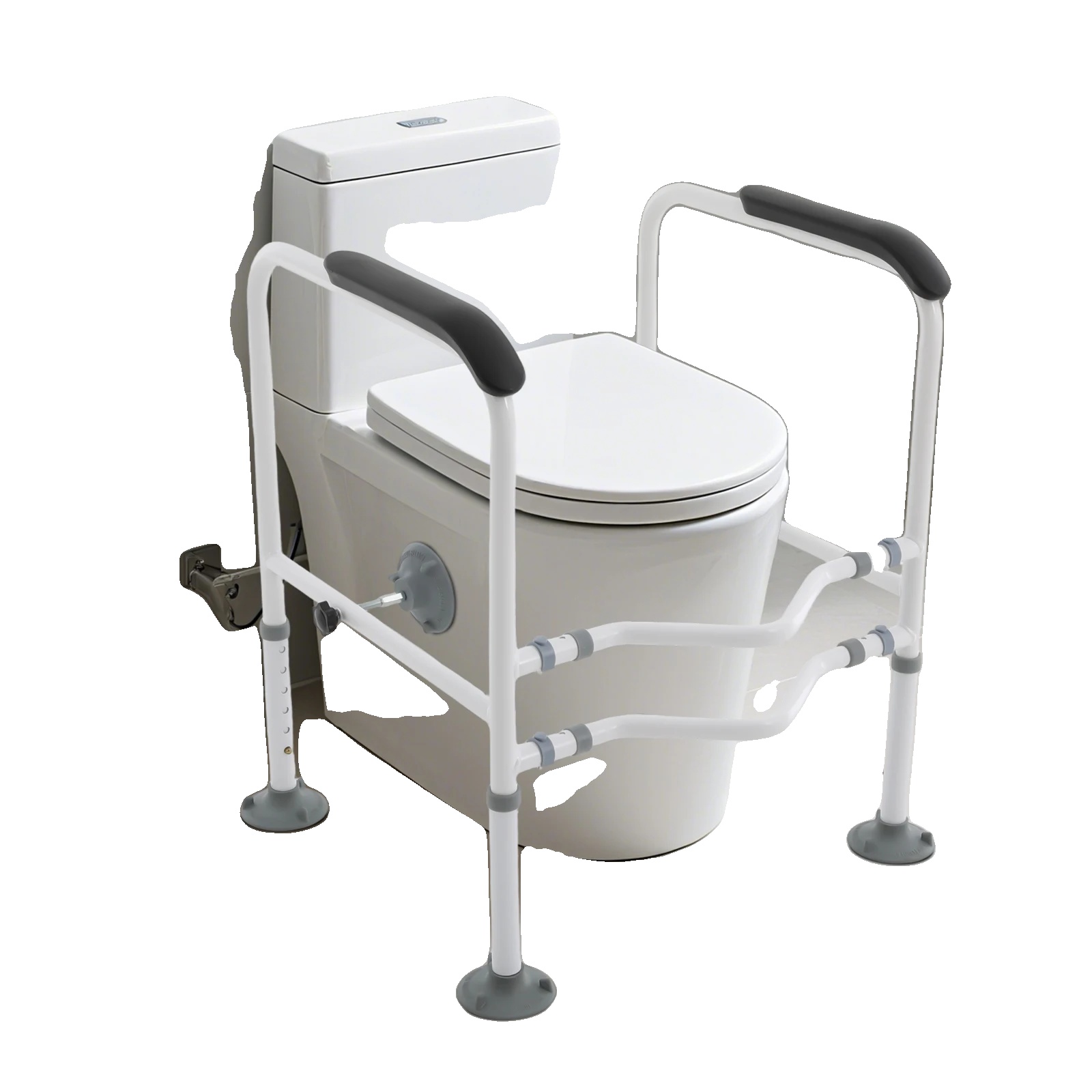Toilettensicherheitsgeländer, Verstellbare Höhe, Rutschfester Griff, Weiss