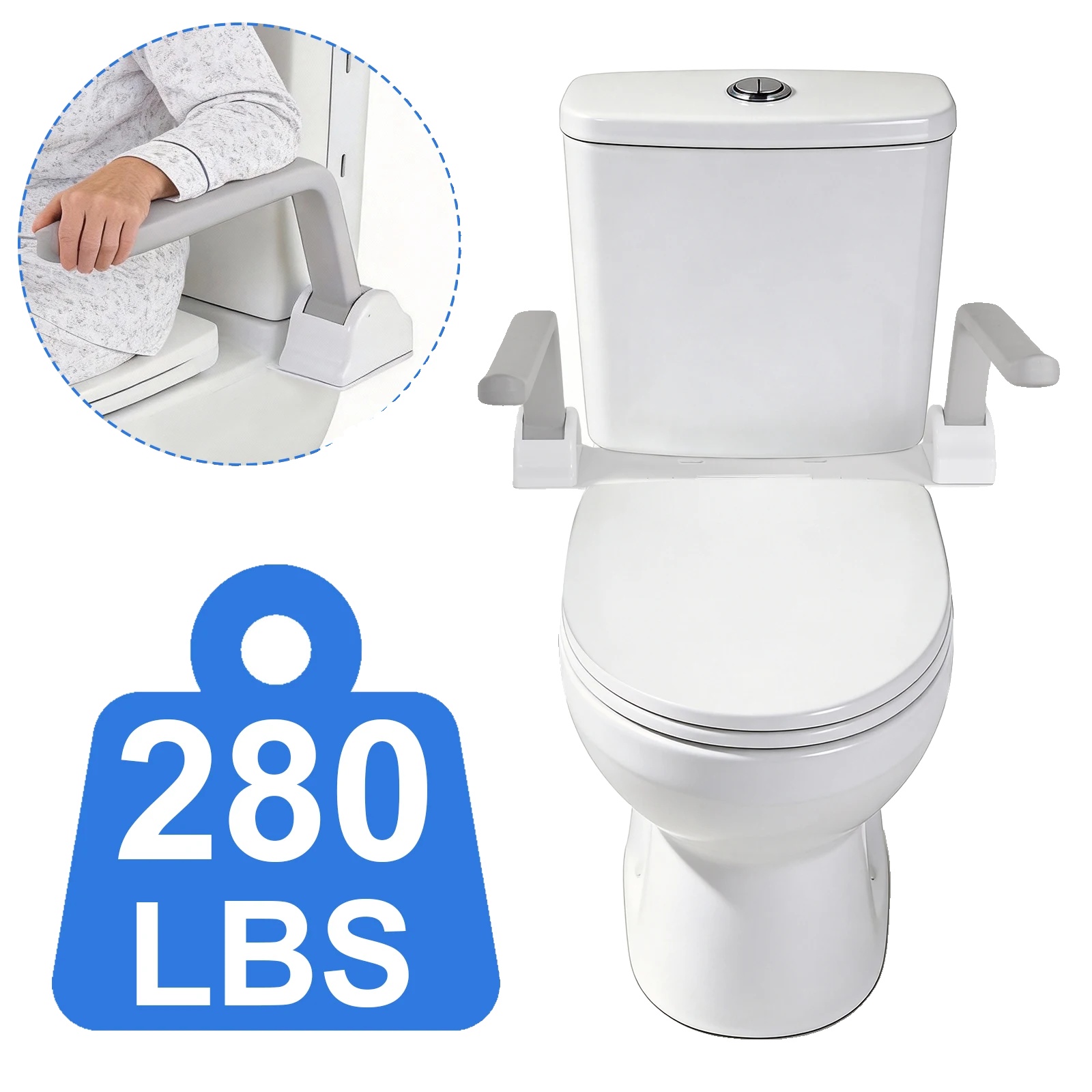 Toilettensicherheitsgeländer, Aluminiumlegierung, 150 Kg Tragfähigkeit, 60 Grad Verstellbarer Winkel, Ohne Bohren Installation, Geeignet Für Ältere