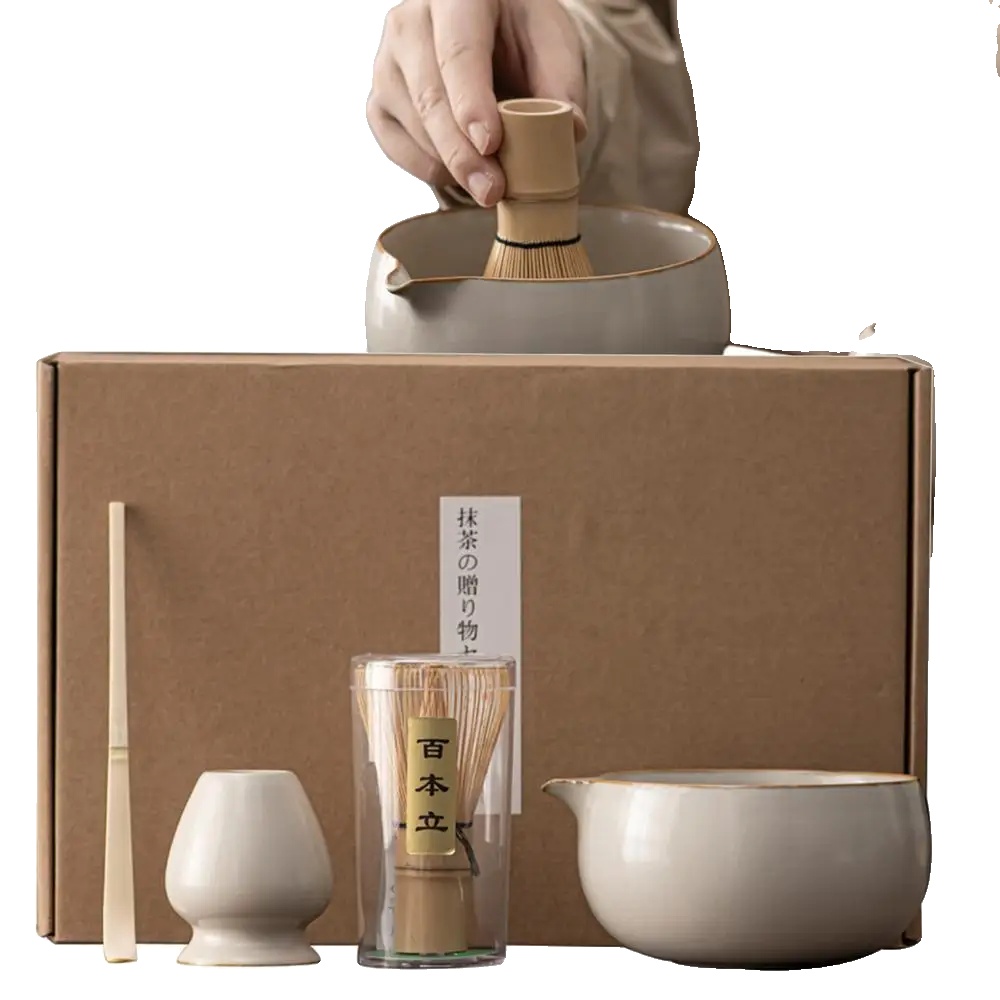 Matcha Schneebesen Halter, Bambusmaterial, Einsteigerfreundliches Set, Weiß
